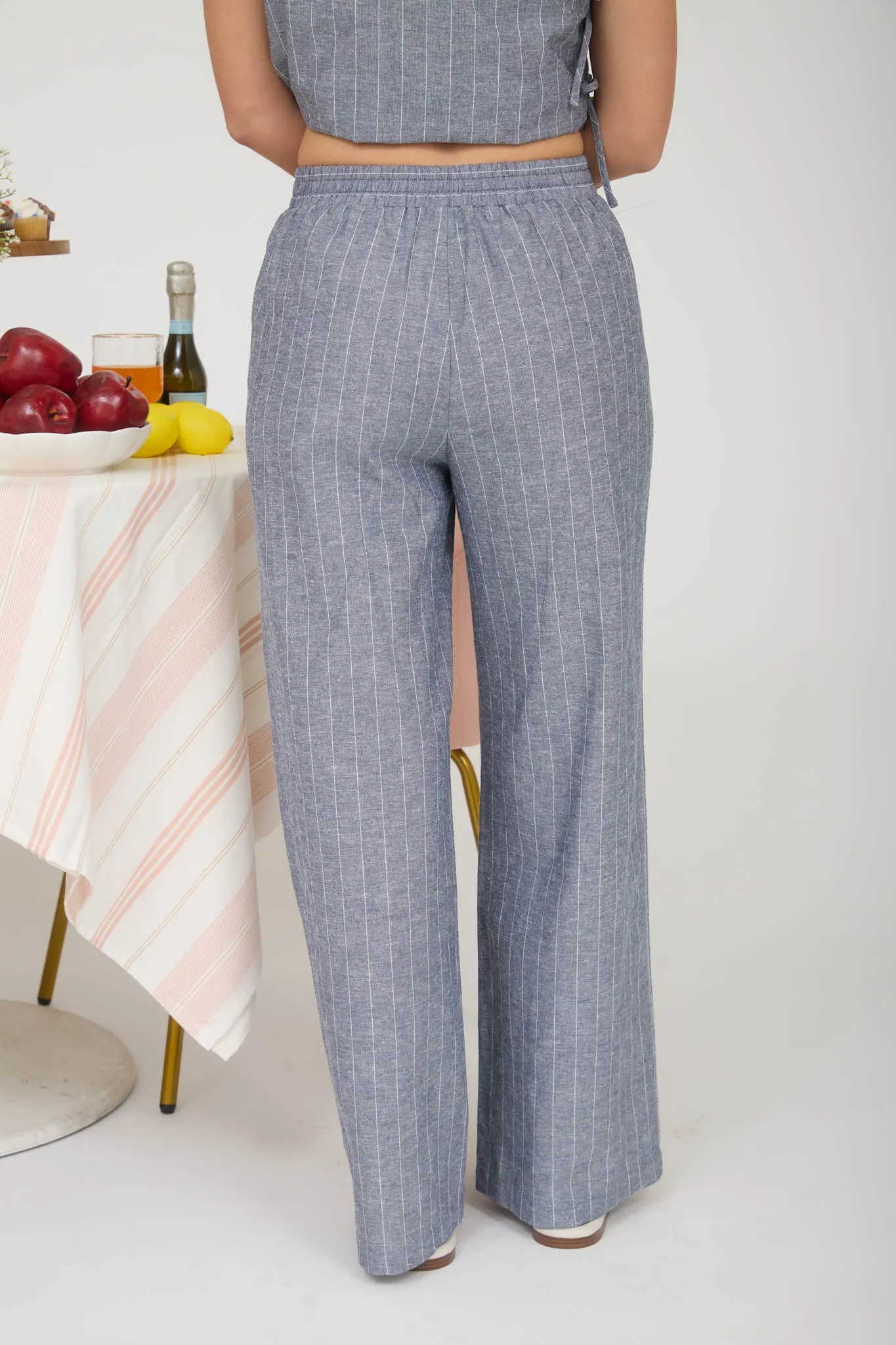 STRIPE LINEN DRAWSTRING LOUNGE PANTS sold by Blu Pepper product image thumbnail 2