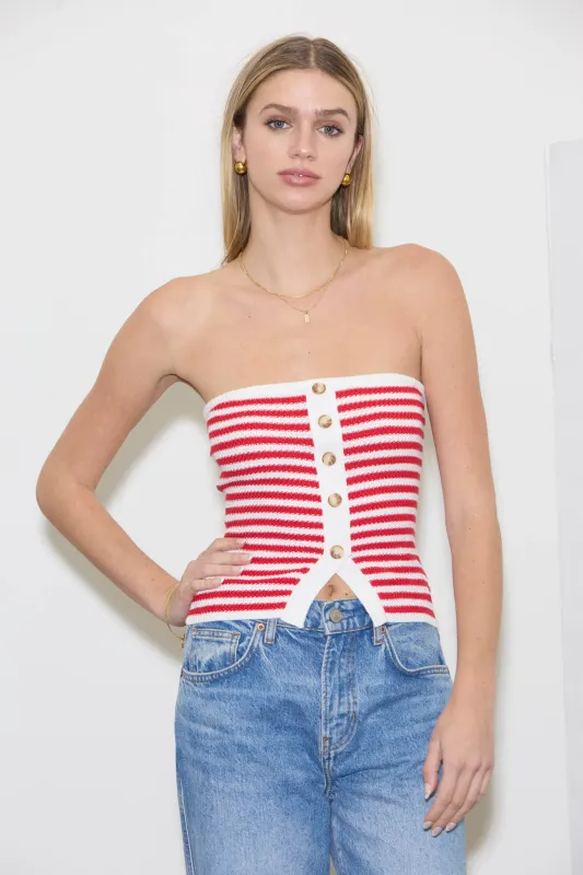 MULTI STRIPE BUTTON DOWN TUBE TOP made by Blu Pepper