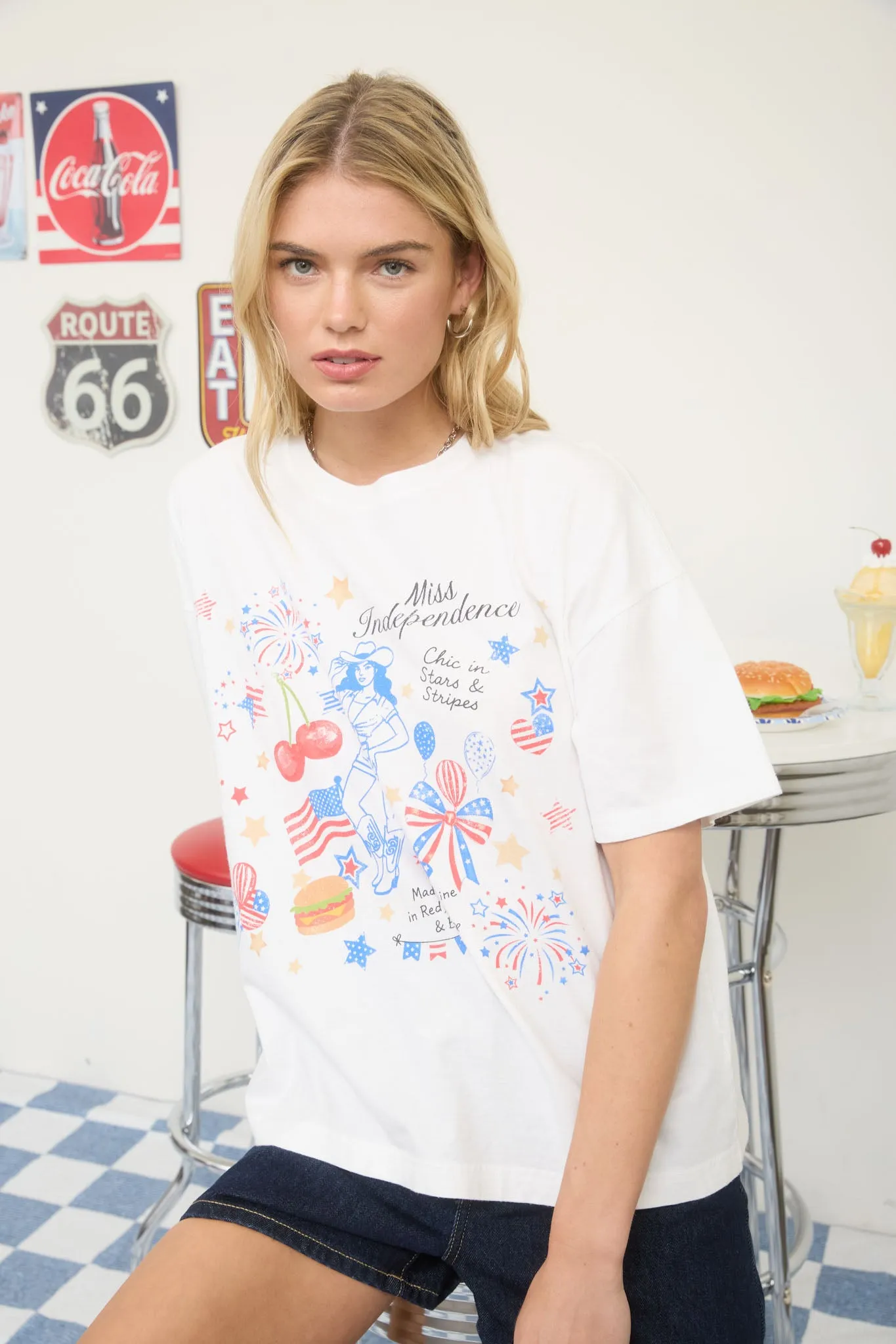 MISS INDEPENDENCE SHORT SLEEVE KNIT T-SHIRT sold by Blu Pepper product image thumbnail 4