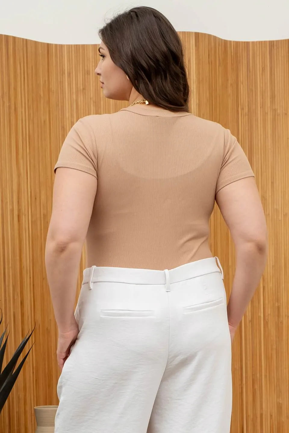 PLUS ROUND NECK SHORT SLEEVE KNIT BODYSUIT sold by Blu Pepper product image thumbnail 2
