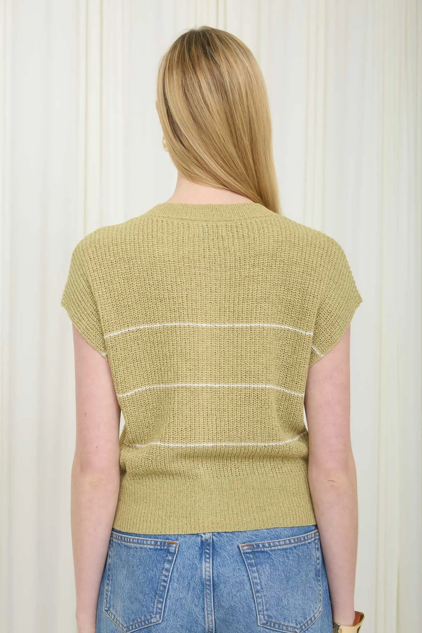 STRIPE LIGHTWEIGHT SHORT SLEEVE KNIT CARDIGAN sold by Blu Pepper product image thumbnail 2