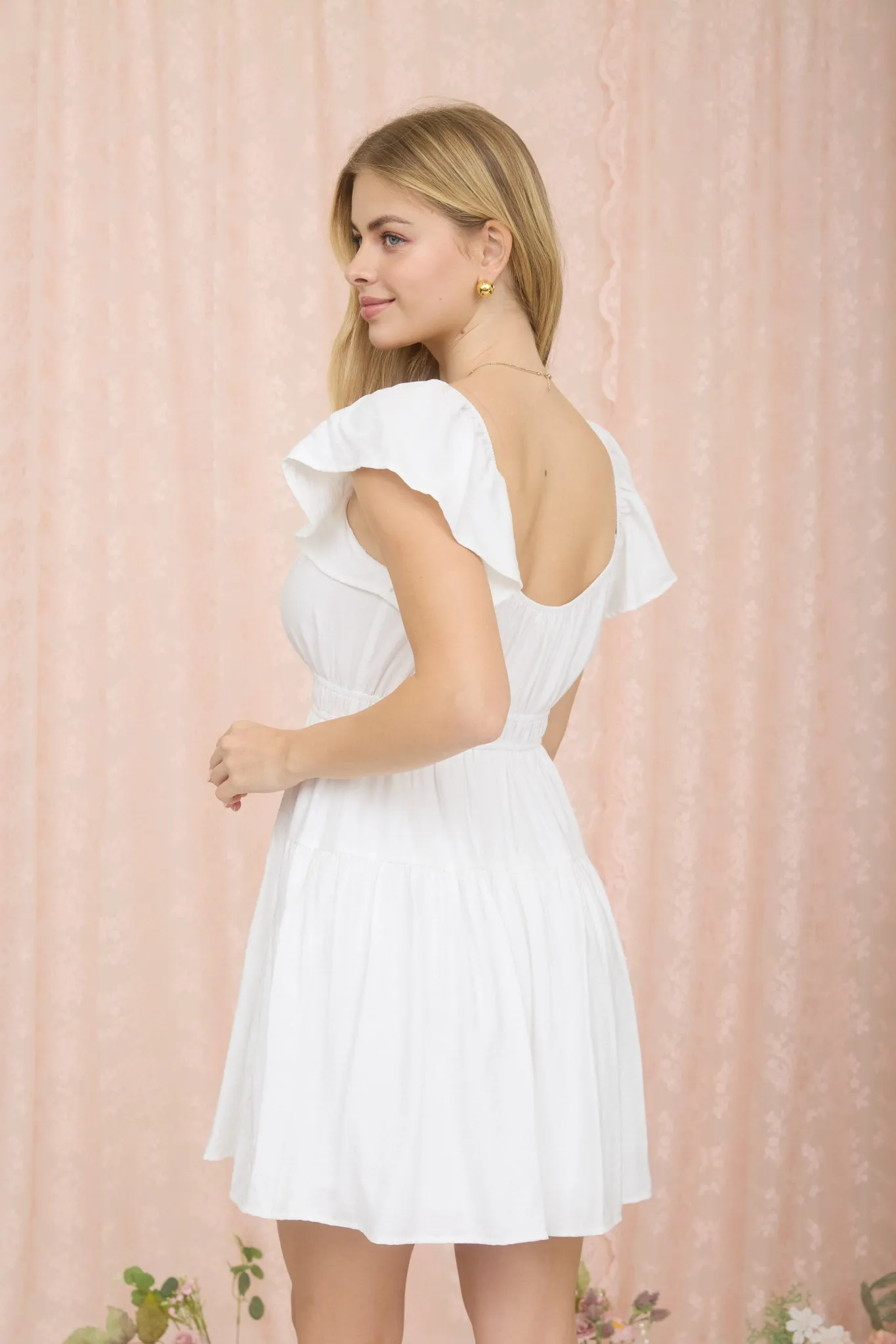 SHIRRED FLOUNCE SLEEVE MINI DRESS (PRE-ORDER) sold by Blu Pepper product image thumbnail 2