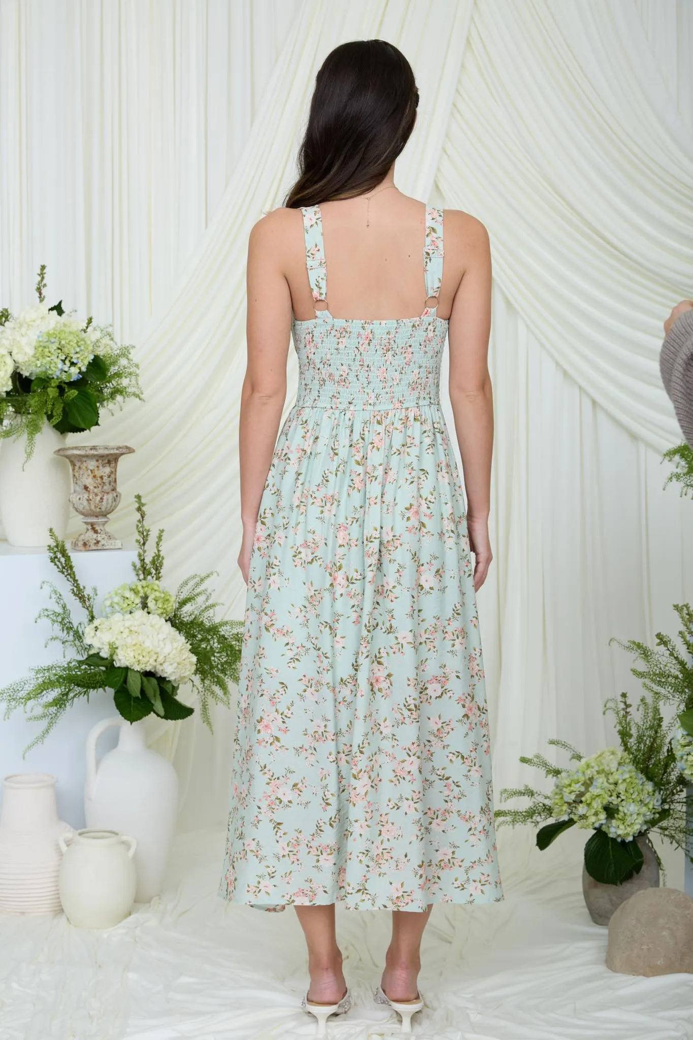 FLORAL LACE TRIM CORSET SLEEVELESS MIDI DRESS sold by Blu Pepper product image thumbnail 2