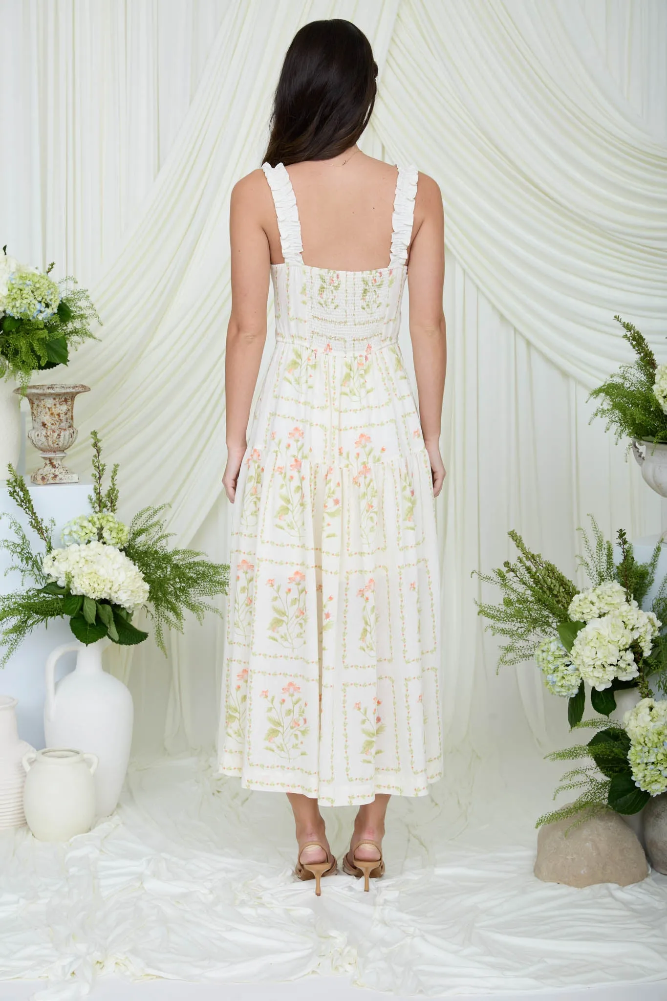 FLORAL DROP WAIST SLEEVELESS MIDI DRESS (PRE-ORDER) sold by Blu Pepper product image thumbnail 2