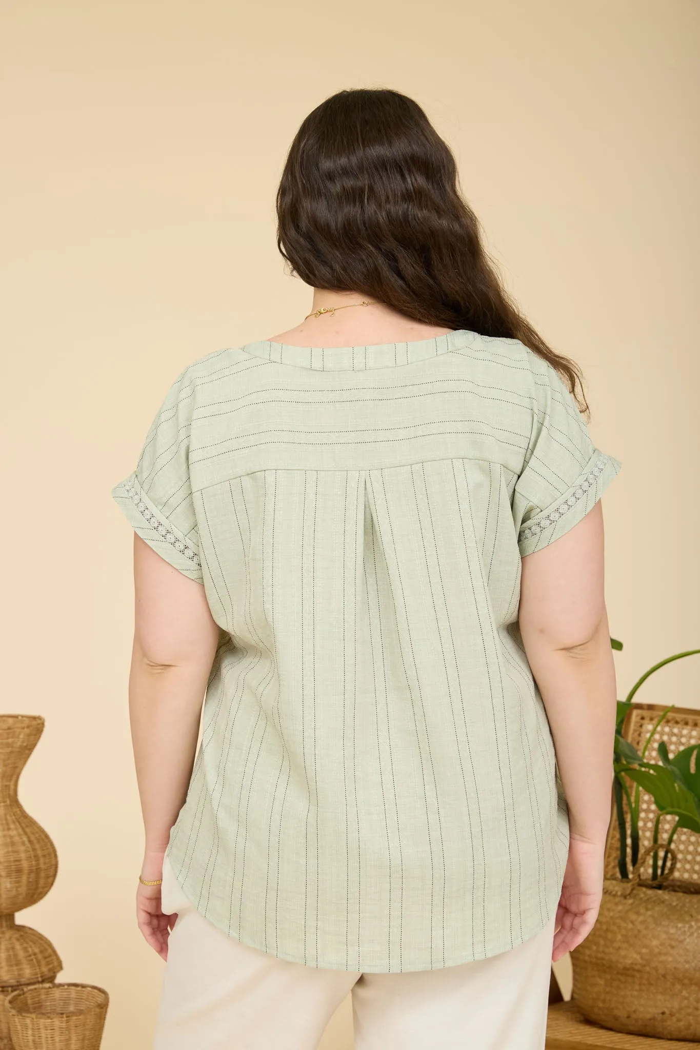 PLUS TEXTURED WOVEN PATTERN LINE LACE DETAIL TOP (PRE-ORDER) sold by Blu Pepper product image thumbnail 2