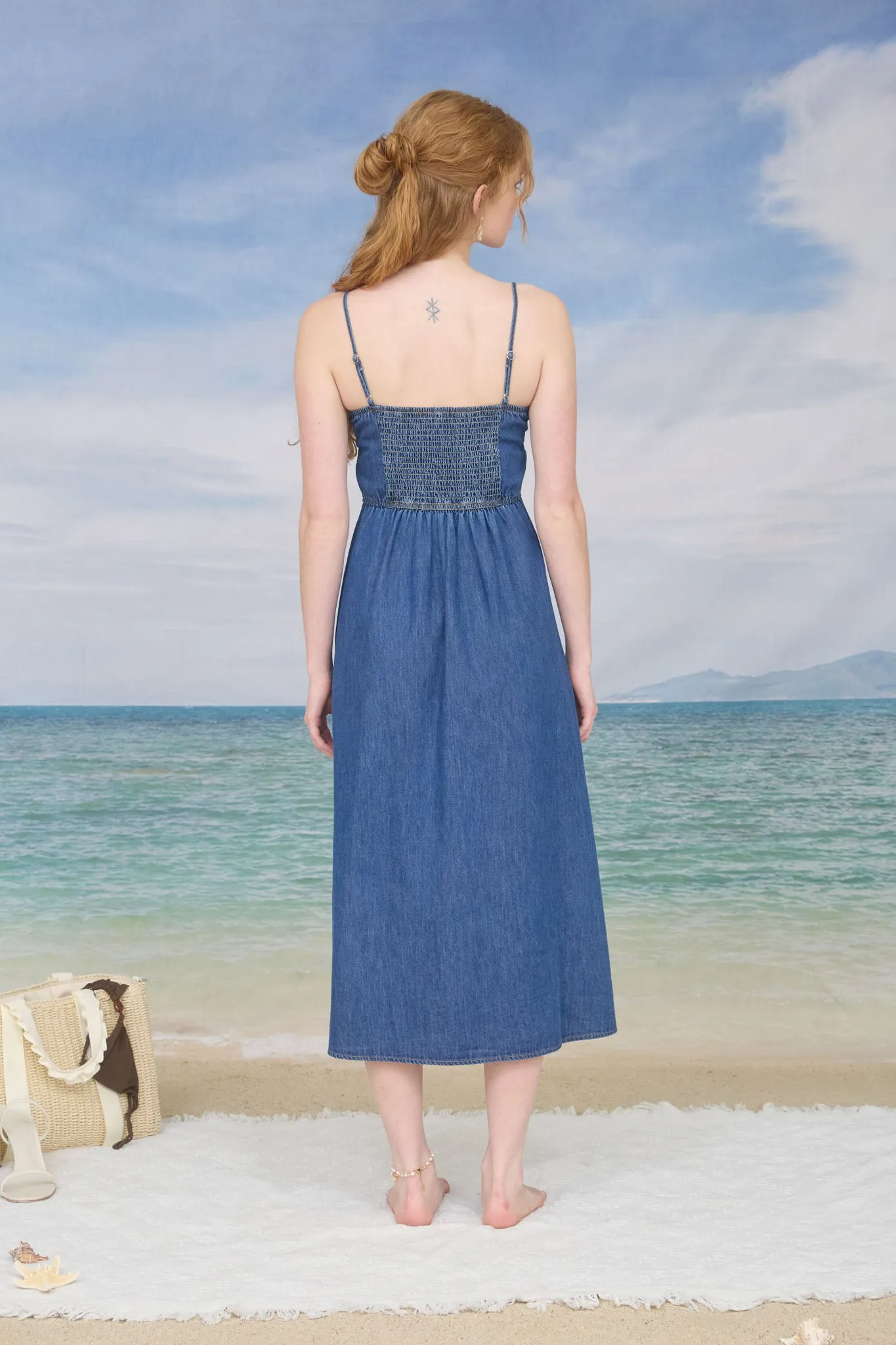 SWEETHEART SPAGHETTI STRAP DENIM MIDI DRESS sold by Blu Pepper product image thumbnail 2