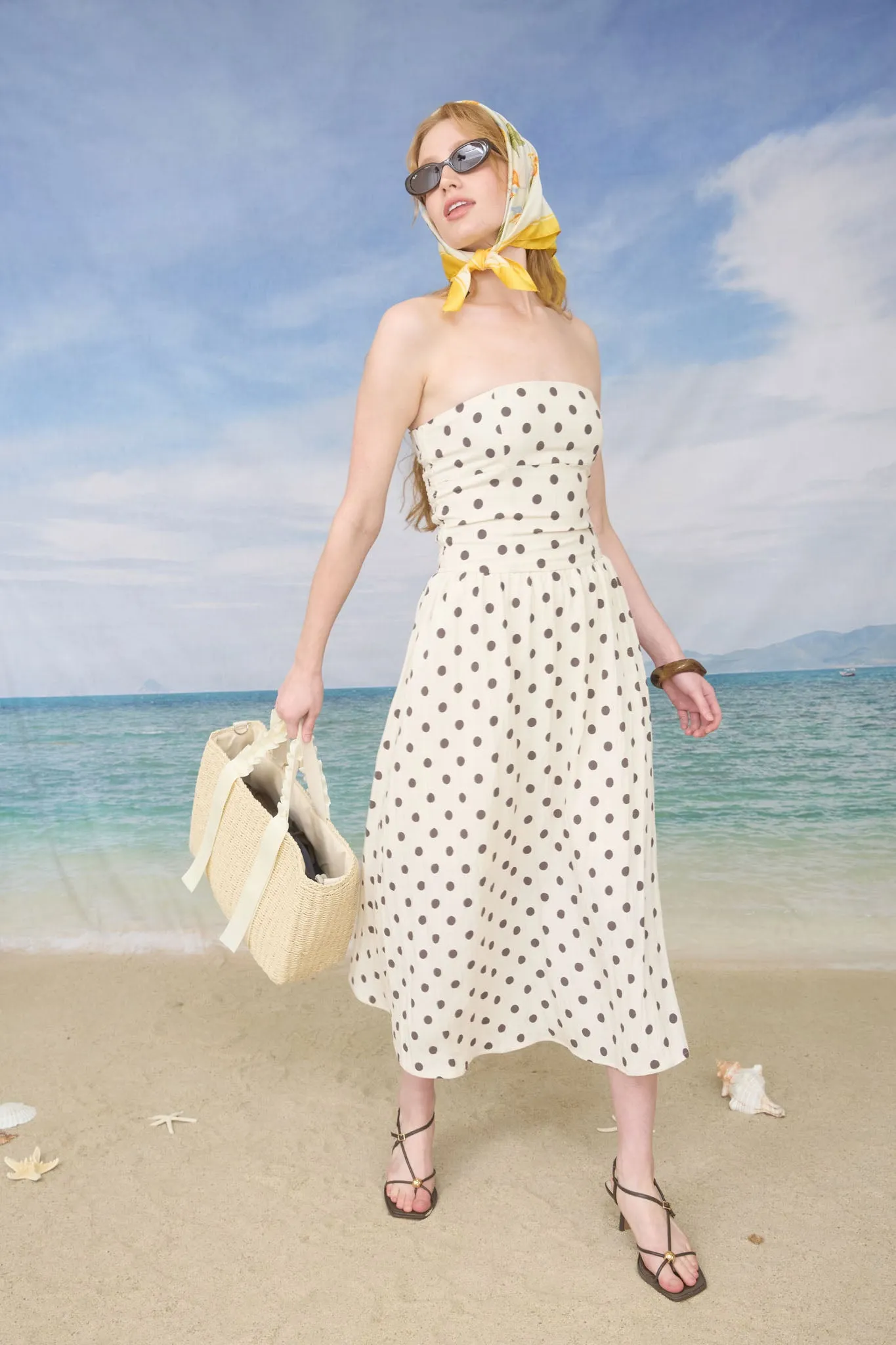 POLKA DOT STRAPLESS MIDI DRESS (PRE-ORDER) sold by Blu Pepper product image thumbnail 3