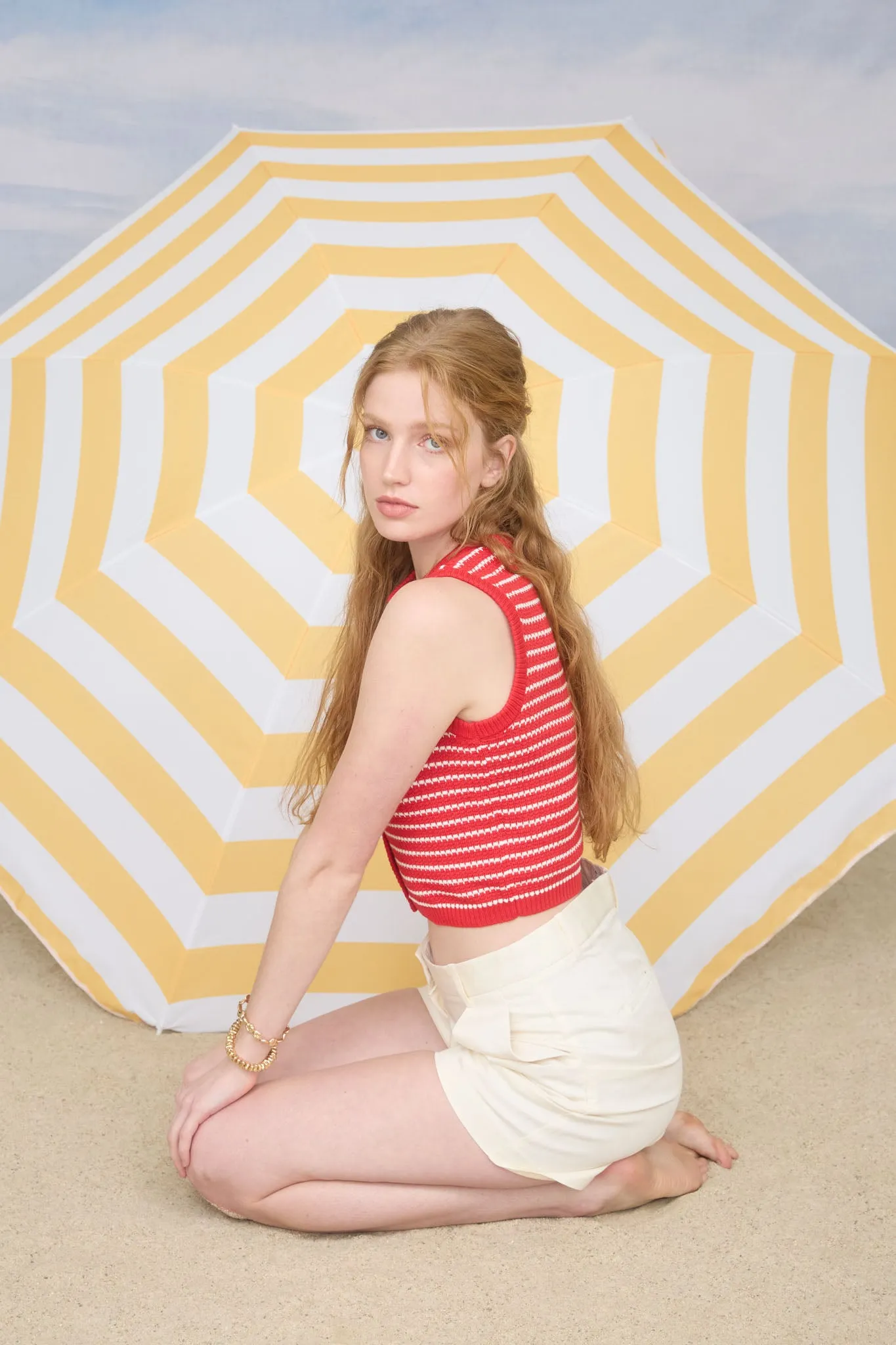 STRIPE KNIT PATTERN BUTTON DOWN CARDIGAN VEST sold by Blu Pepper product image thumbnail 4