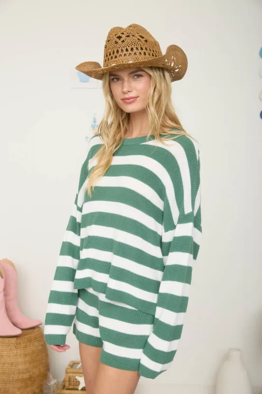 STRIPE LONG SLEEVE COZY KNIT TOP made by J.O.A.