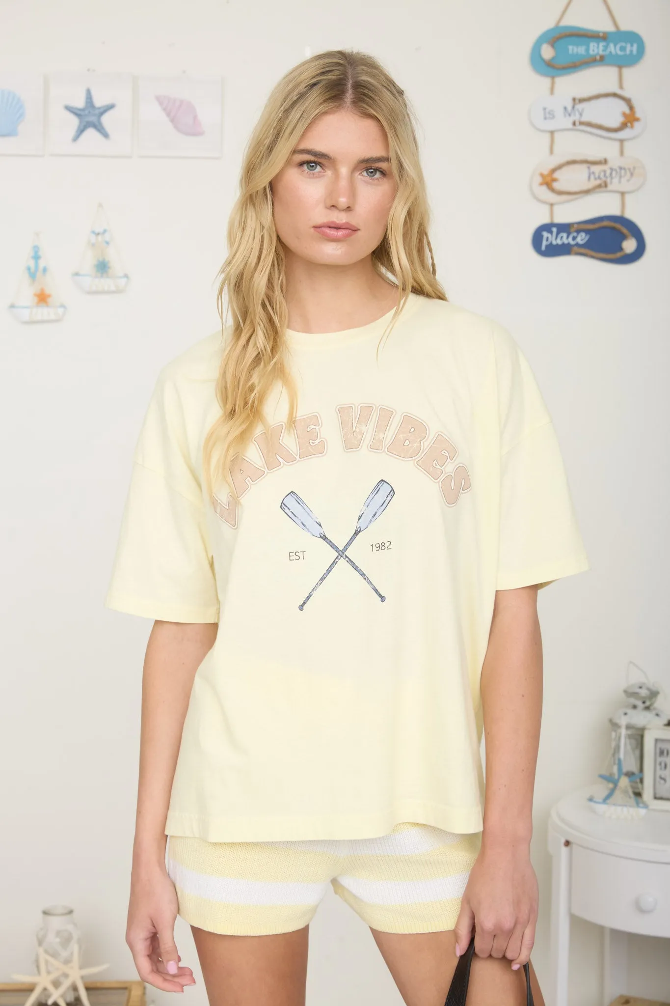 LAKE VIBES SHORT SLEEVE KNIT GRAPHIC T-SHIRT sold by Blu Pepper product image thumbnail 4