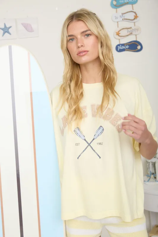 LAKE VIBES SHORT SLEEVE KNIT GRAPHIC T-SHIRT made by J.O.A.