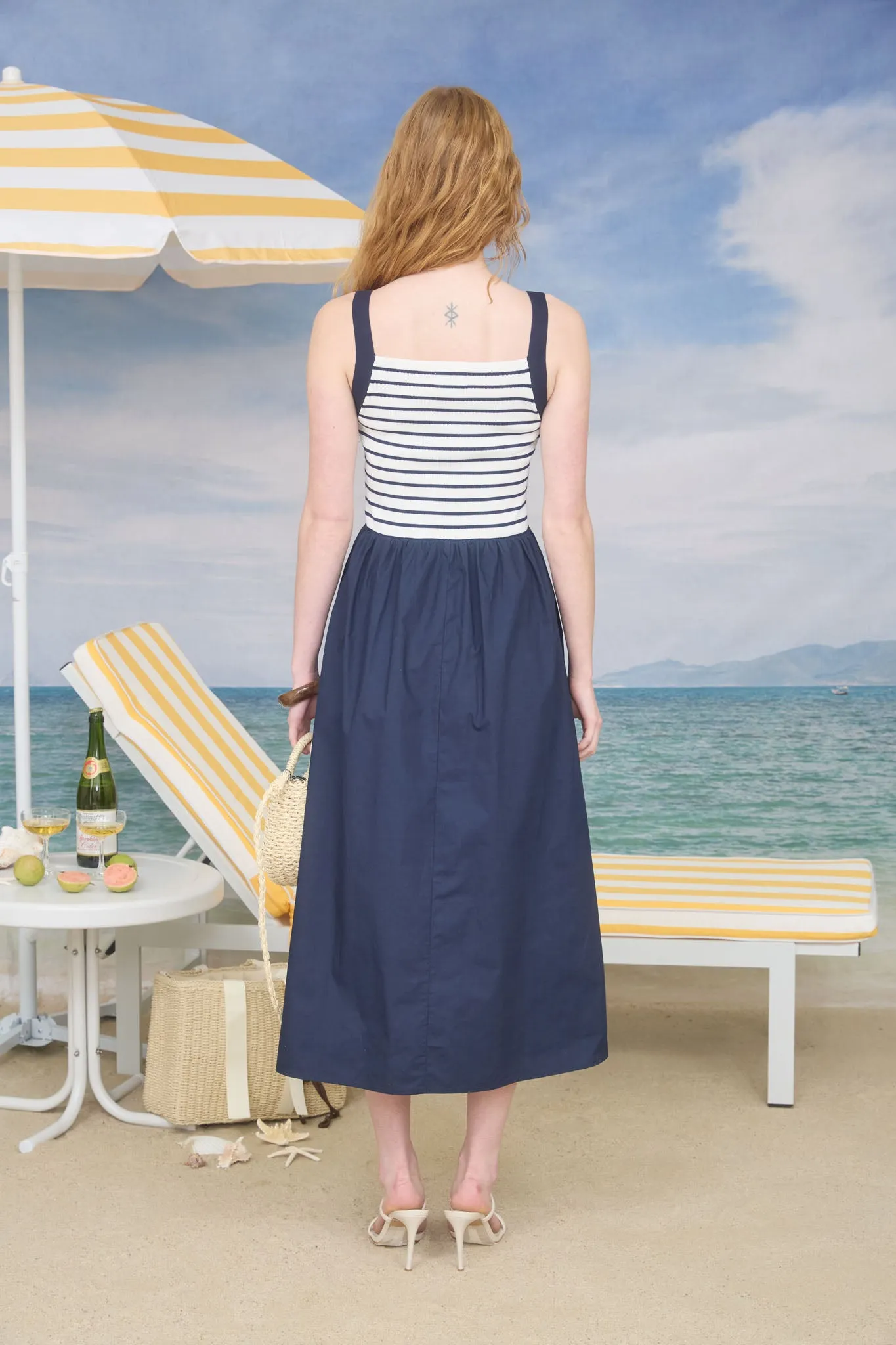 NAUTICAL STRIPE MIXED MEDIA MIDI DRESS sold by Blu Pepper product image thumbnail 2