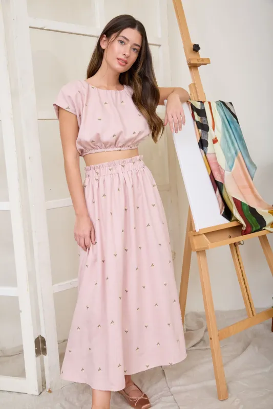 EMBROIDERED FLORAL CROPPED BALLOON TOP made by Blu Pepper