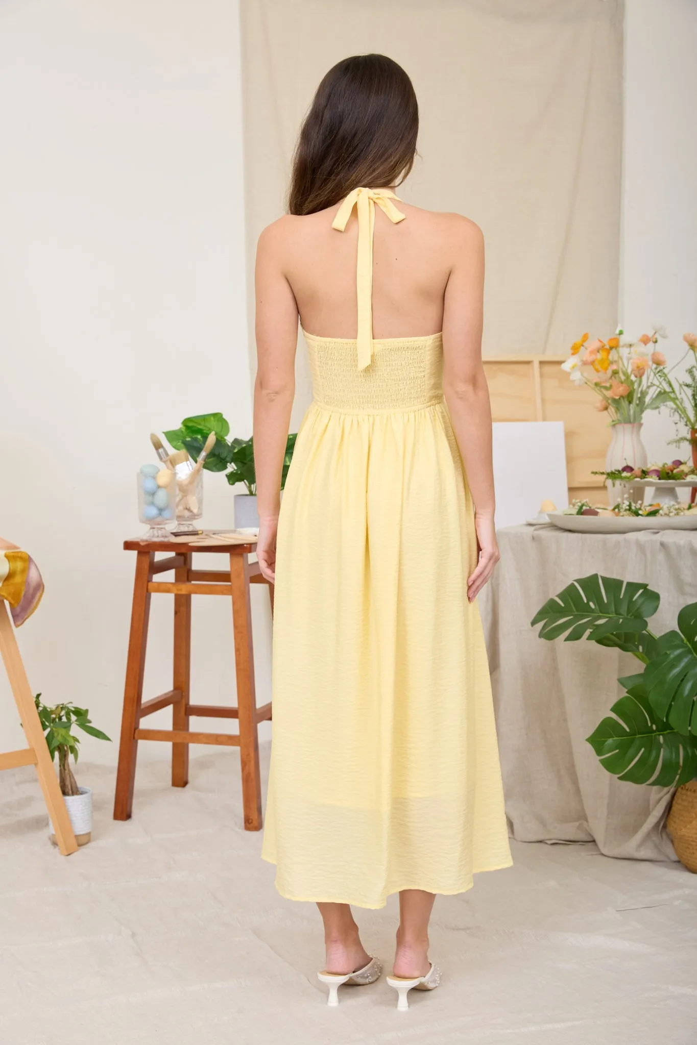 HALTER NECK CORSET DETAIL EMBROIDERED MIDI DRESS sold by Blu Pepper product image thumbnail 2