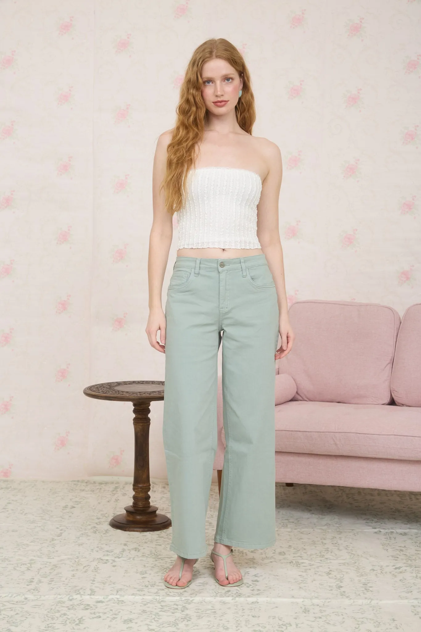 TEXTURED RIBBED LACE TRIM STRAPLESS KNIT TOP (PRE-ORDER) sold by Blu Pepper product image thumbnail 5