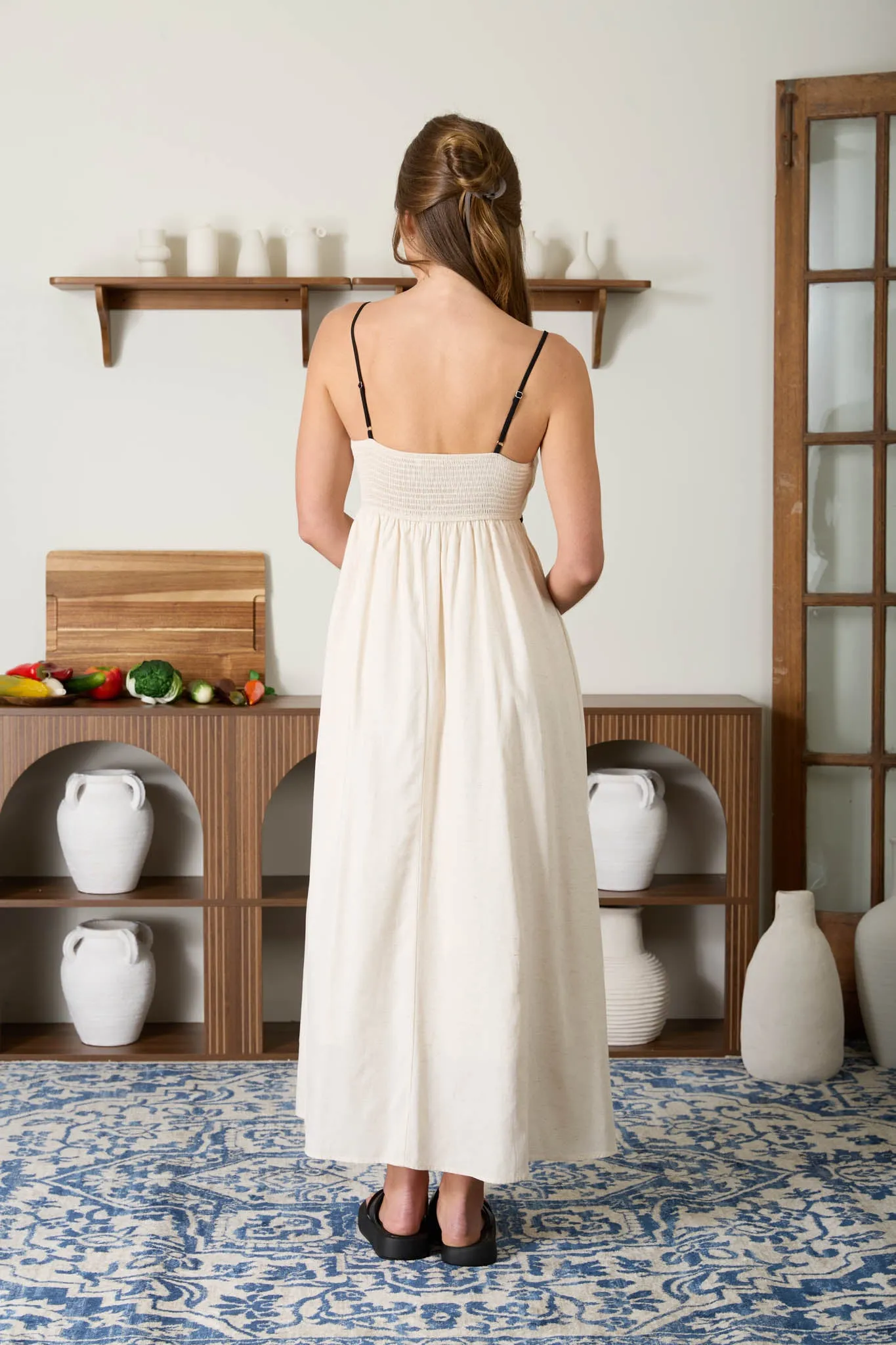 CONTRAST TRIM SPAGHETTI EMPIRE WAIST MIDI DRESS sold by Blu Pepper product image thumbnail 2
