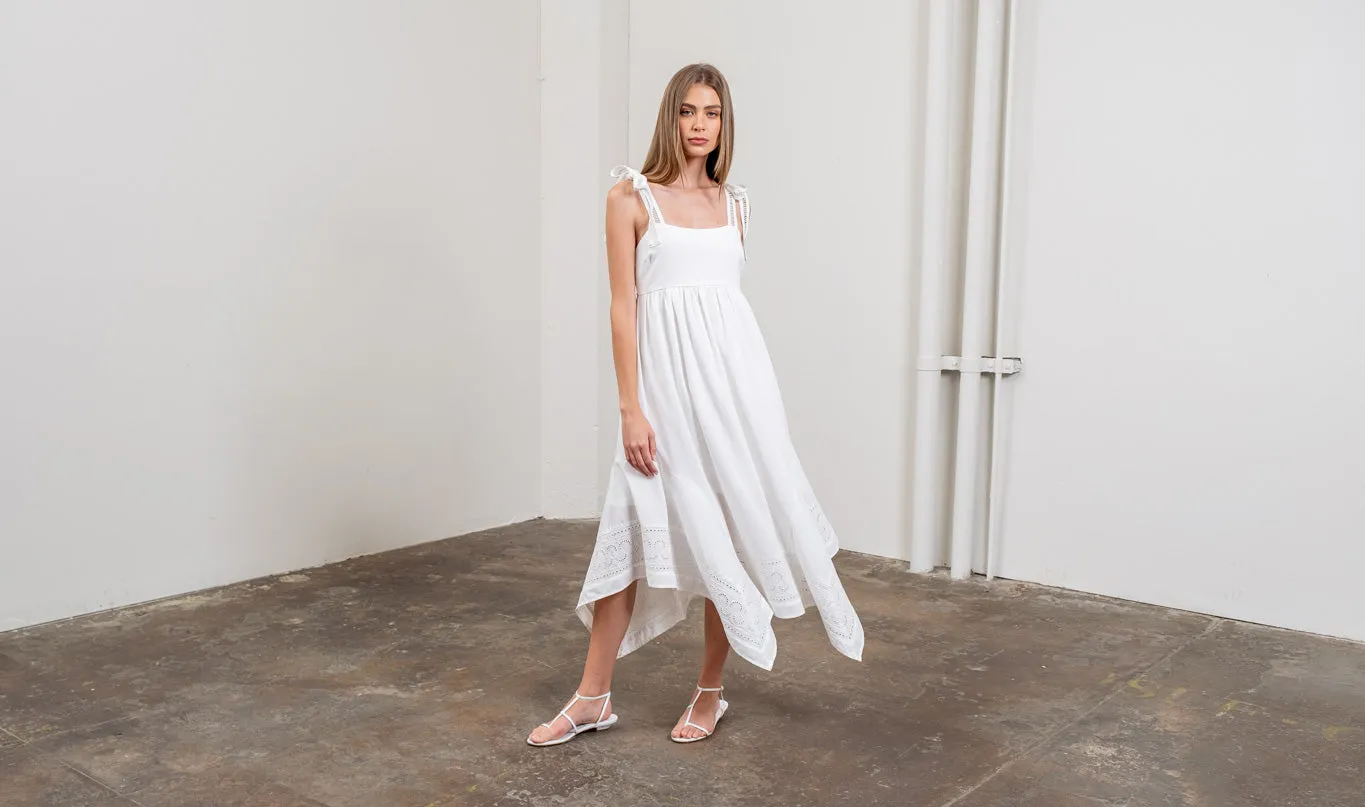 SLEEVELESS HANDKERCHIEF EMBROIDERED MIDI DRESS sold by Blu Pepper product image thumbnail 5