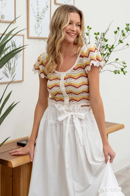CHEVRON CROCHET SWEATER CROP TOP made by Blu Pepper