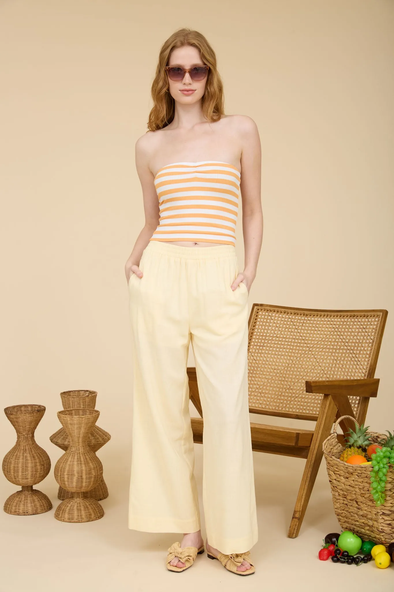 STRIPE STRAPLESS RIBBED KNIT CROP TOP sold by Blu Pepper product image thumbnail 3
