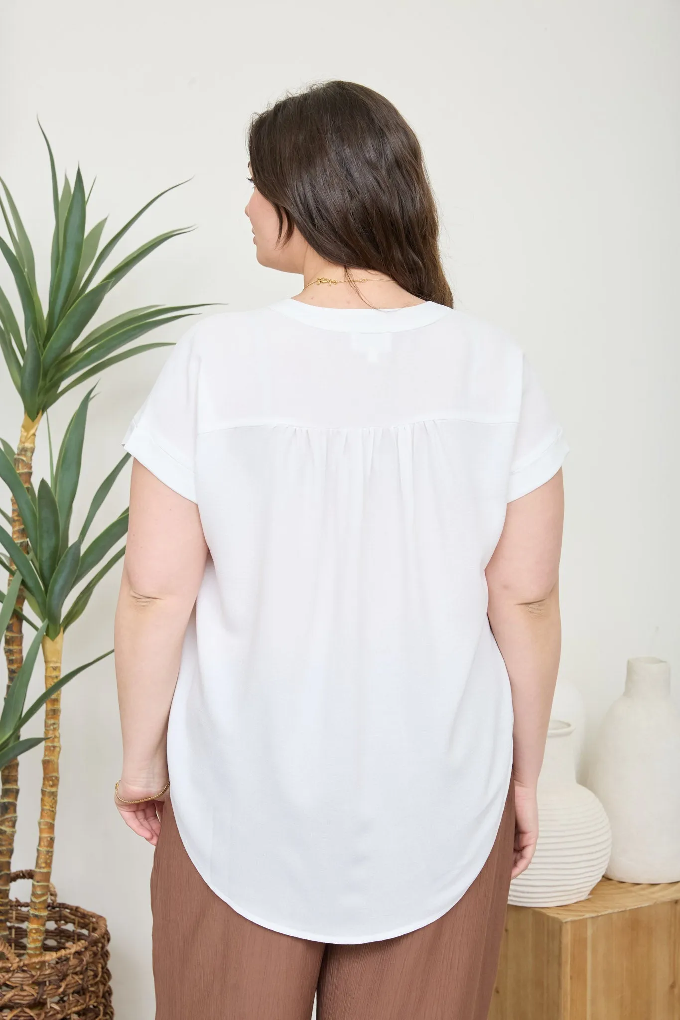 PLUS CUFFED SLEEVE BUTTON DOWN LIGHTWEIGHT TOP sold by Blu Pepper product image thumbnail 4