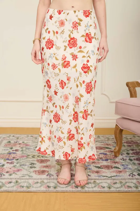 FLORAL SLIP-ON MIDI SKIRT (PRE-ORDER) made by Blu Pepper