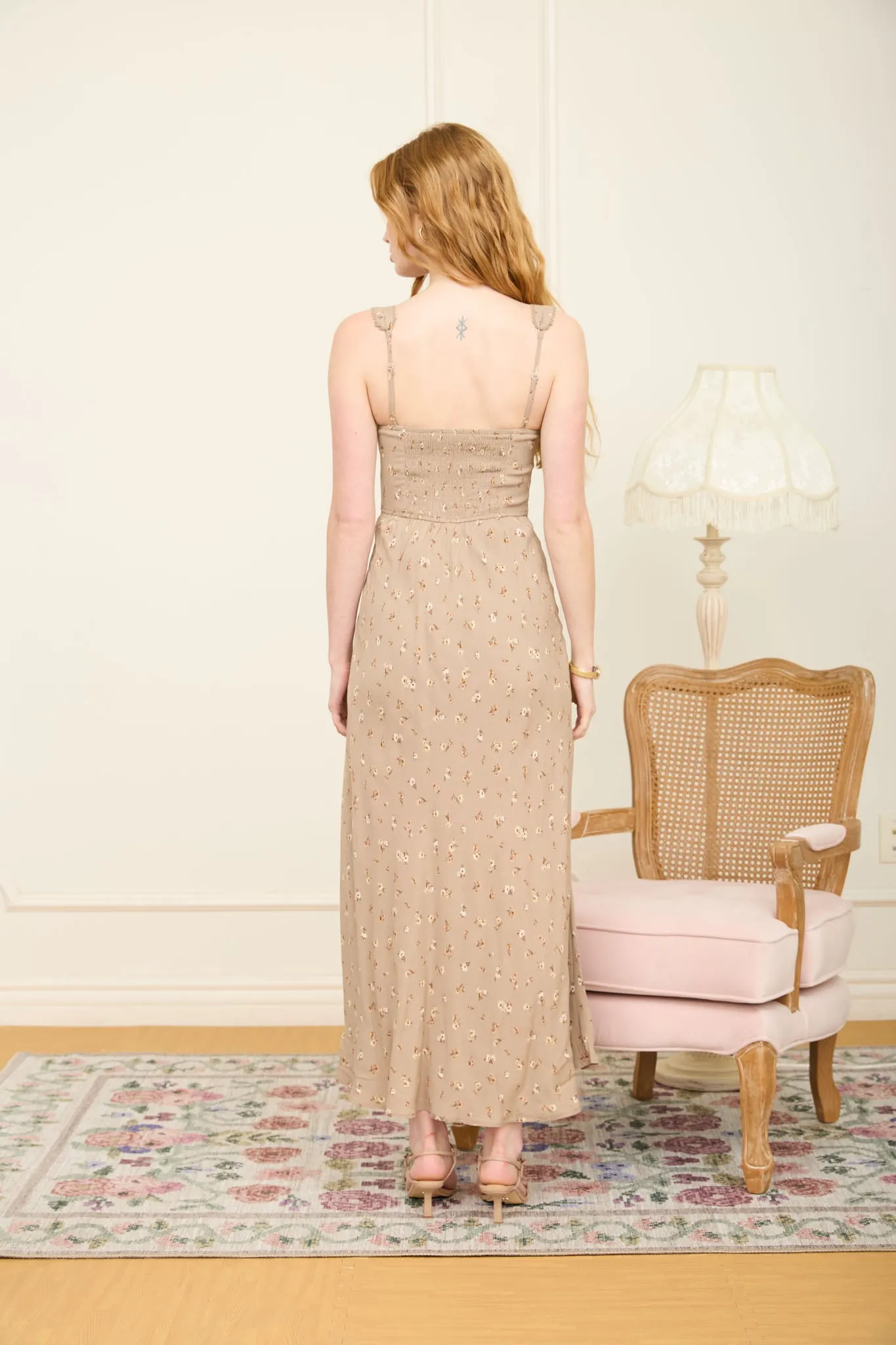 FLORAL LACE TRIM SWEETHEART SPAGHETTI MIDI DRESS (PRE-ORDER) sold by Blu Pepper product image thumbnail 2