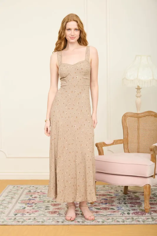 FLORAL LACE TRIM SWEETHEART SPAGHETTI MIDI DRESS (PRE-ORDER) made by Blu Pepper