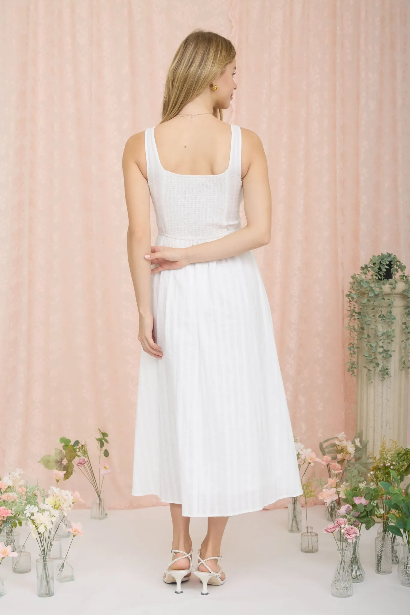 STRIPE CLIP DOT BUTTON DETAIL MIDI DRESS sold by Blu Pepper product image thumbnail 2