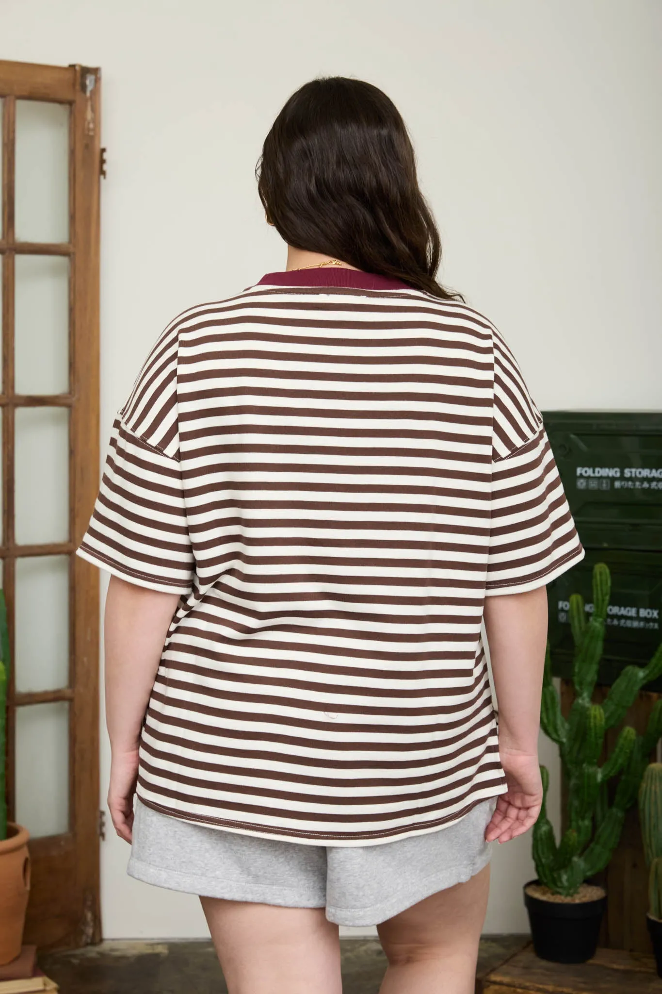 PLUS STRIPE COLORBLOCK DETAIL SHORT SLEEVE KNIT T-SHIRT (PRE-ORDER) sold by Blu Pepper product image thumbnail 2