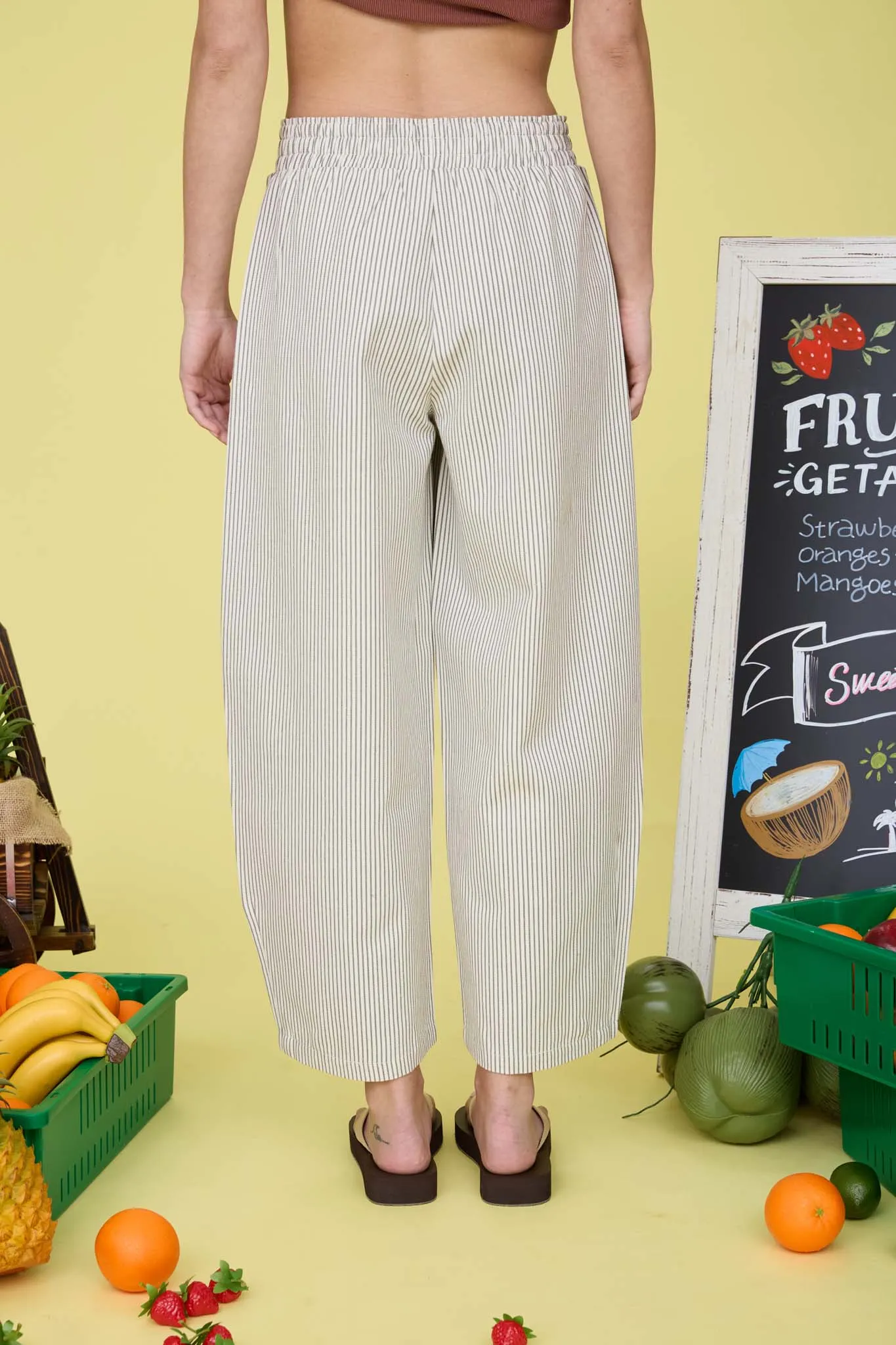 STRIPE ELASTIC WAIST WITH DRAWSTRING BAGGY PANTS sold by Blu Pepper product image thumbnail 3