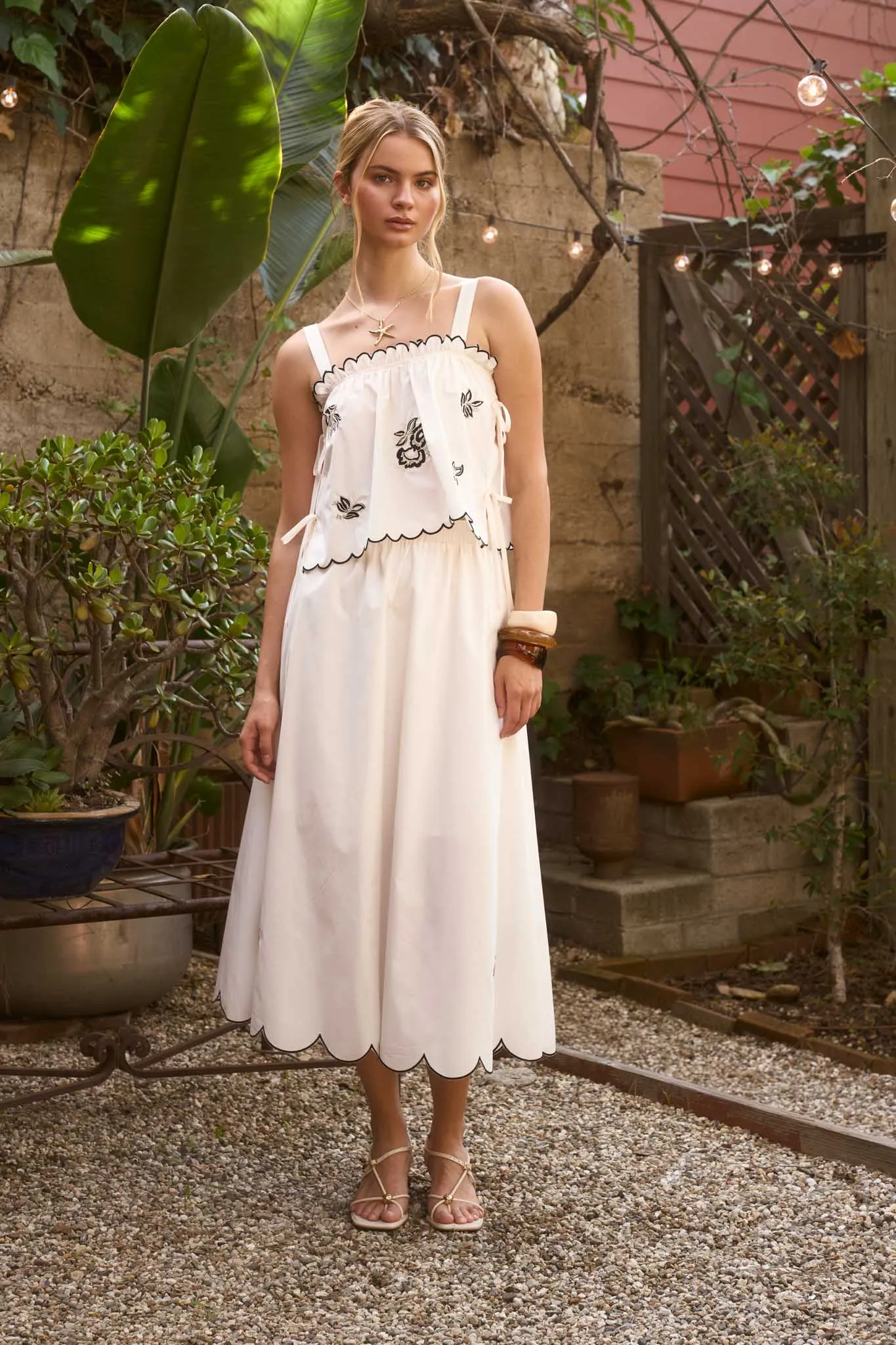 EMBROIDERY DETAIL SCALLOPED SIDE TIE TOP (PRE-ORDER) sold by Blu Pepper product image thumbnail 5