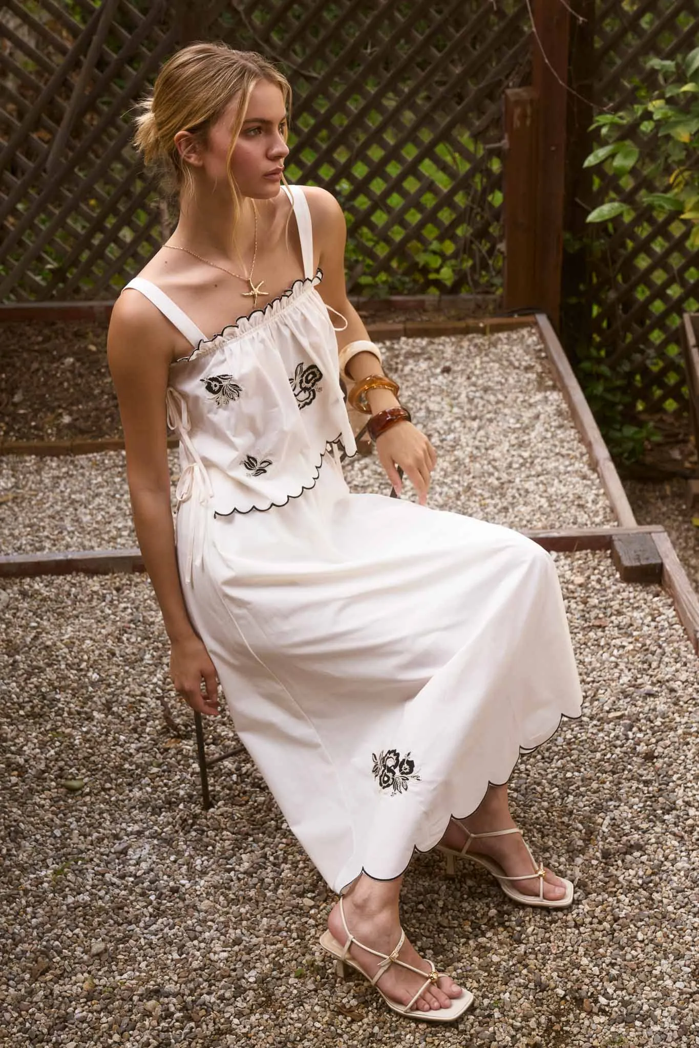 EMBROIDERY DETAIL SCALLOPED SIDE TIE TOP (PRE-ORDER) sold by Blu Pepper product image thumbnail 3