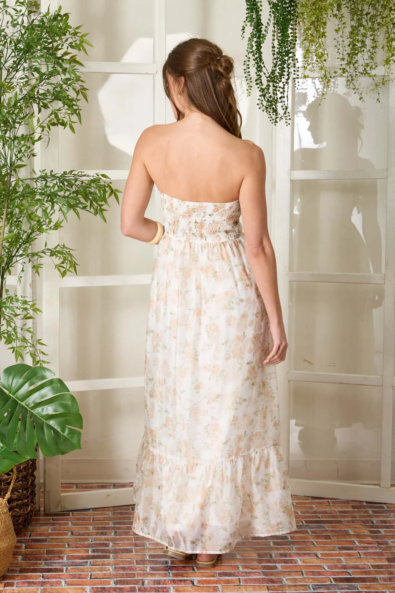 FLORAL STRAPLESS CORSET SIDE SLIT MIDI DRESS (PRE-ORDER) sold by Blu Pepper product image thumbnail 2