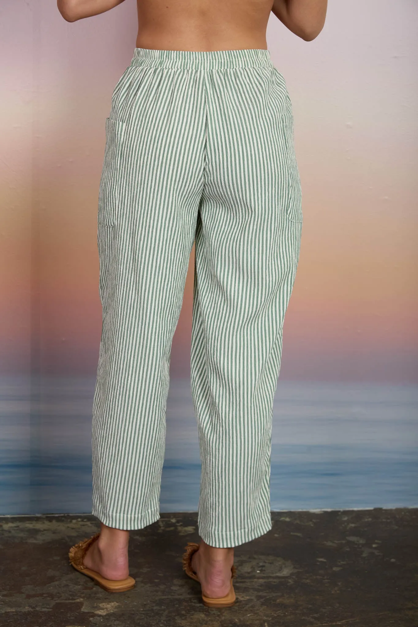 STRIPE ELASTIC WAIST POCKET DETAIL LOUNGE PANTS sold by Blu Pepper product image thumbnail 2
