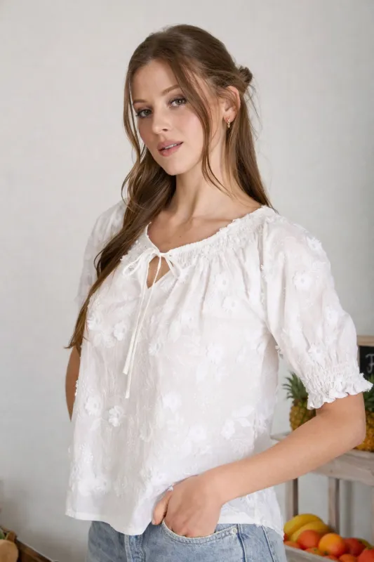EMBROIDERED 3D FLORAL OFF THE SHOULDER BLOUSE made by mine