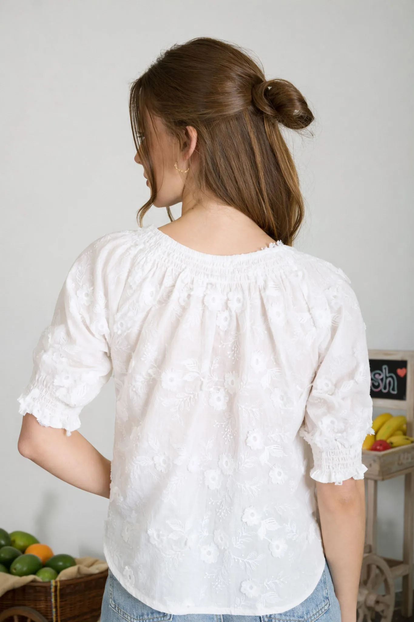 EMBROIDERED 3D FLORAL OFF THE SHOULDER BLOUSE sold by Blu Pepper product image thumbnail 2