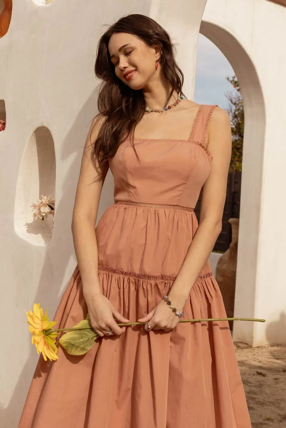 LACE TRIM TIERED DRESS sold by Blu Pepper product image thumbnail 3