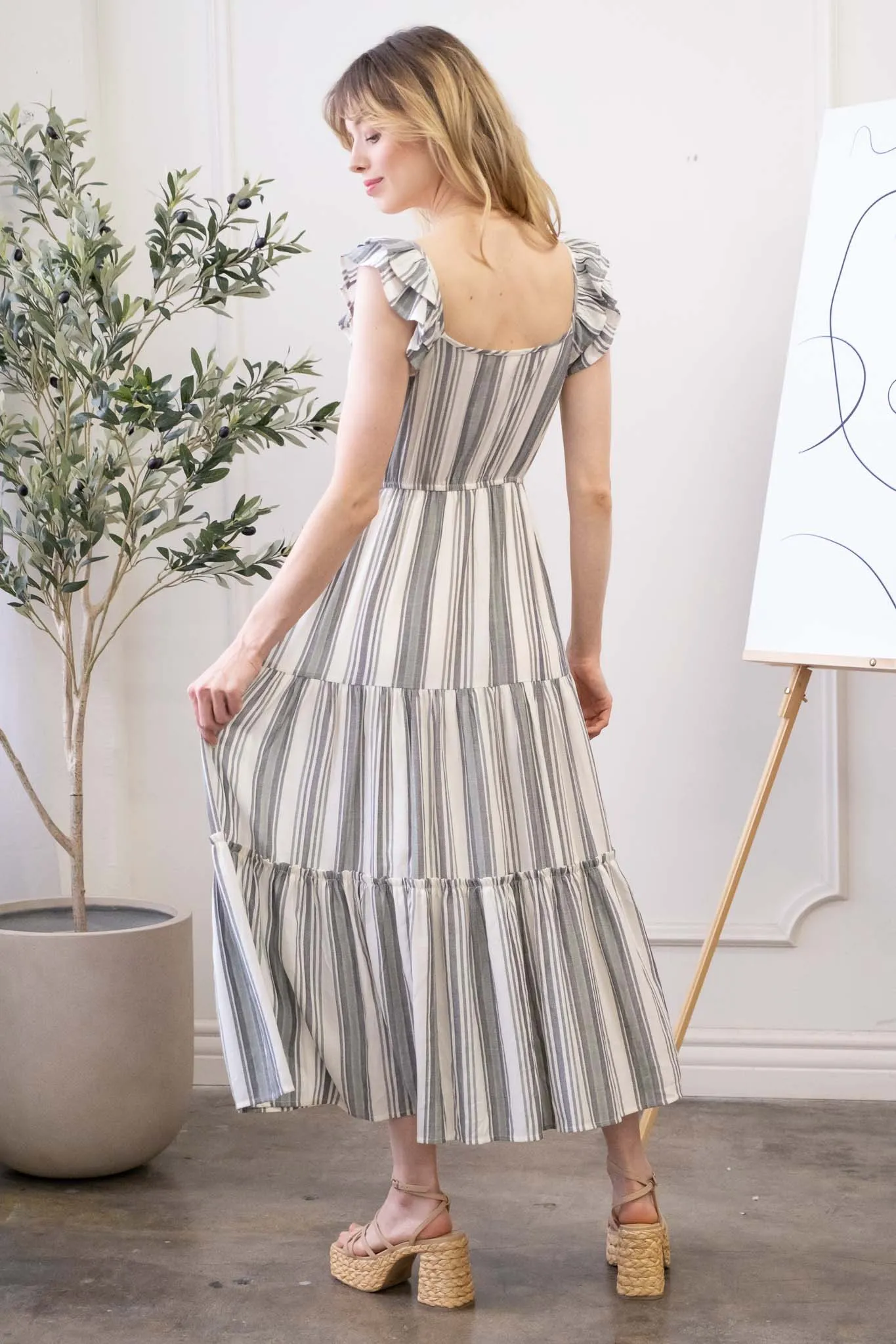 STRIPED SLEEVELESS MAXI DRESS sold by Blu Pepper product image thumbnail 2
