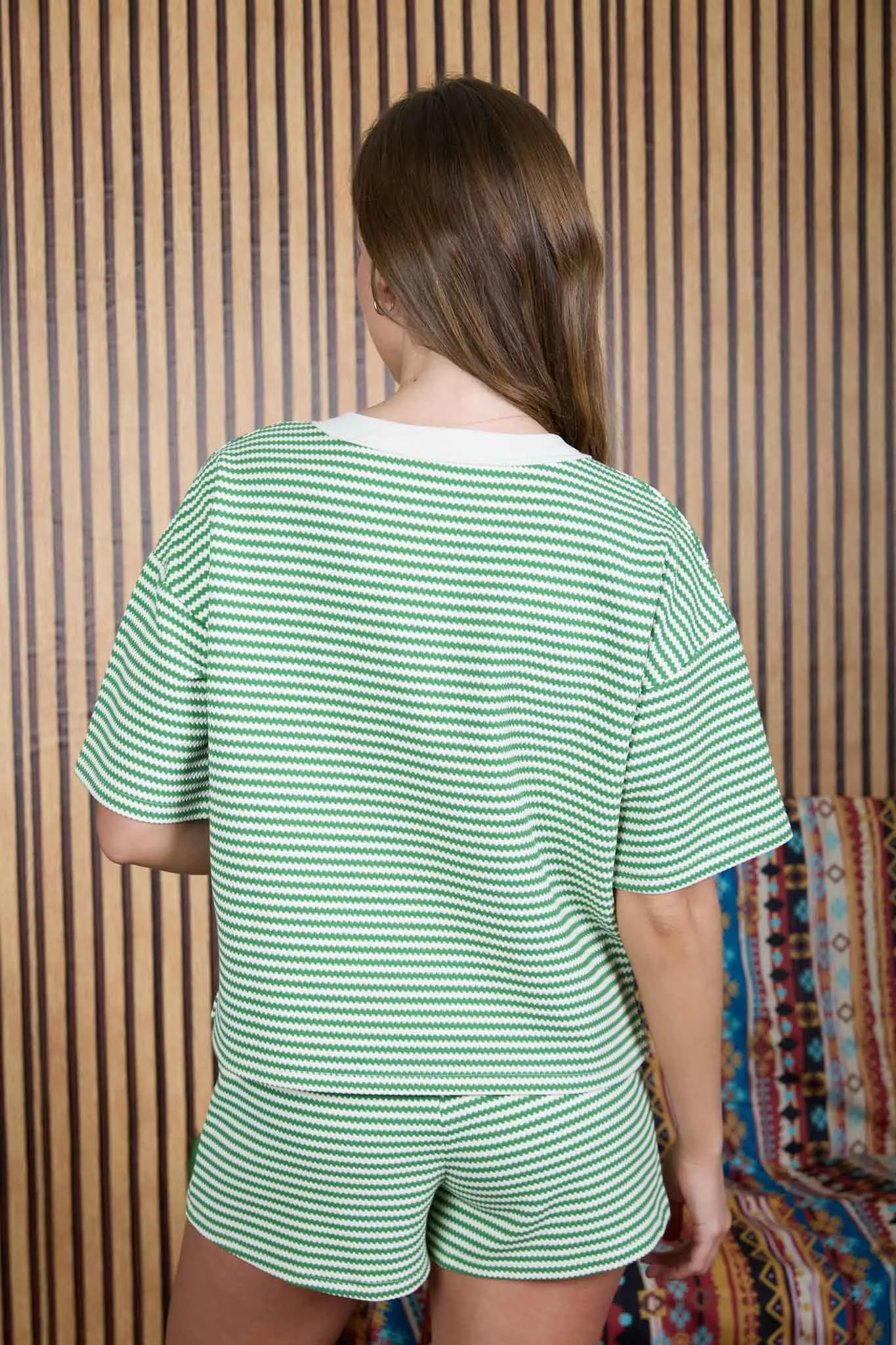 ZIG ZAG STRIPE PATTERN HENLEY KNIT TOP (PRE-ORDER) sold by Blu Pepper product image thumbnail 2