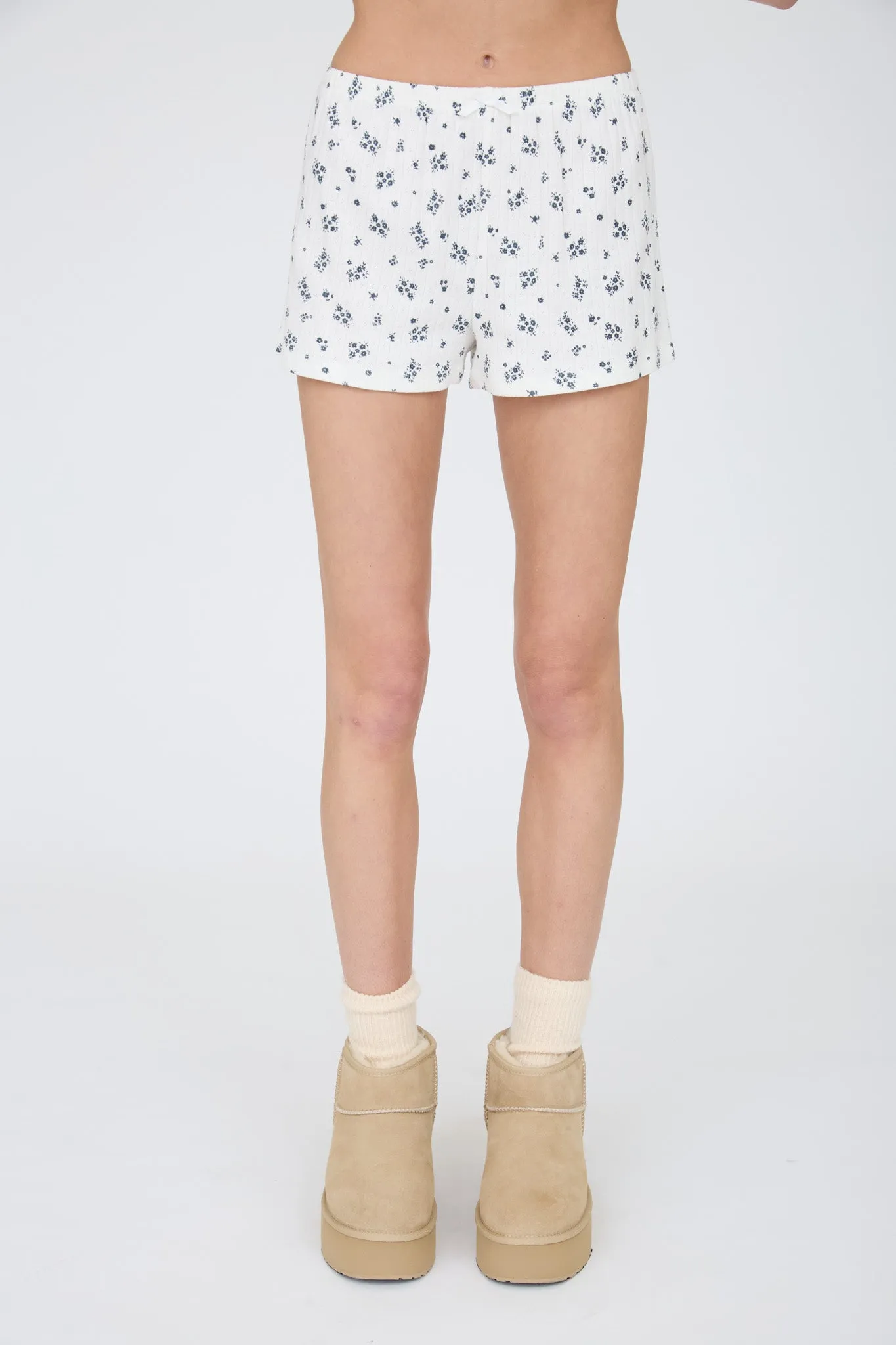 FLORAL POINTELLE KNIT MINI SHORTS sold by Blu Pepper product image thumbnail 4