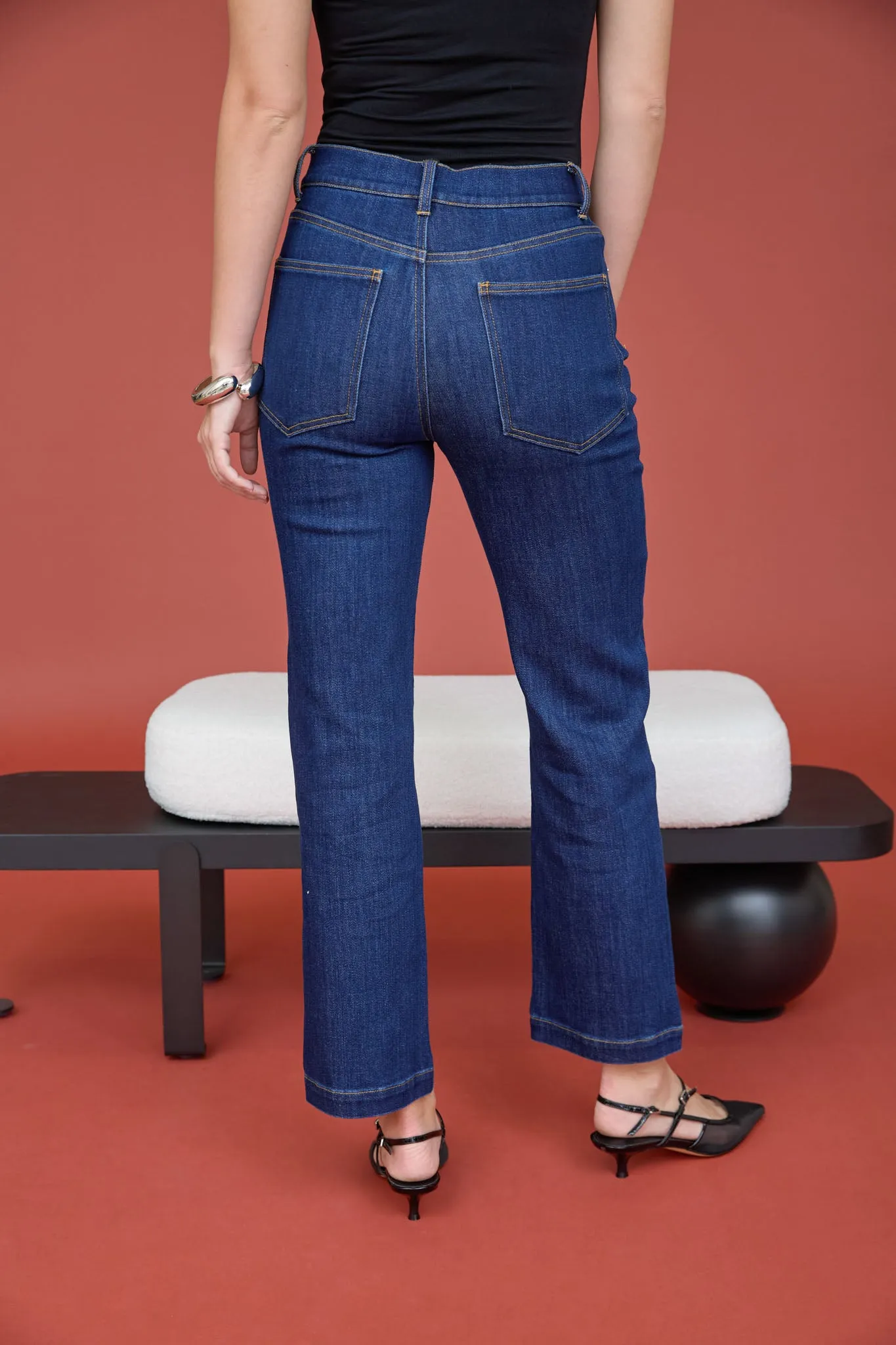 HIGH RISE STRAIGHT LEG DENIM JEANS sold by Blu Pepper product image thumbnail 2
