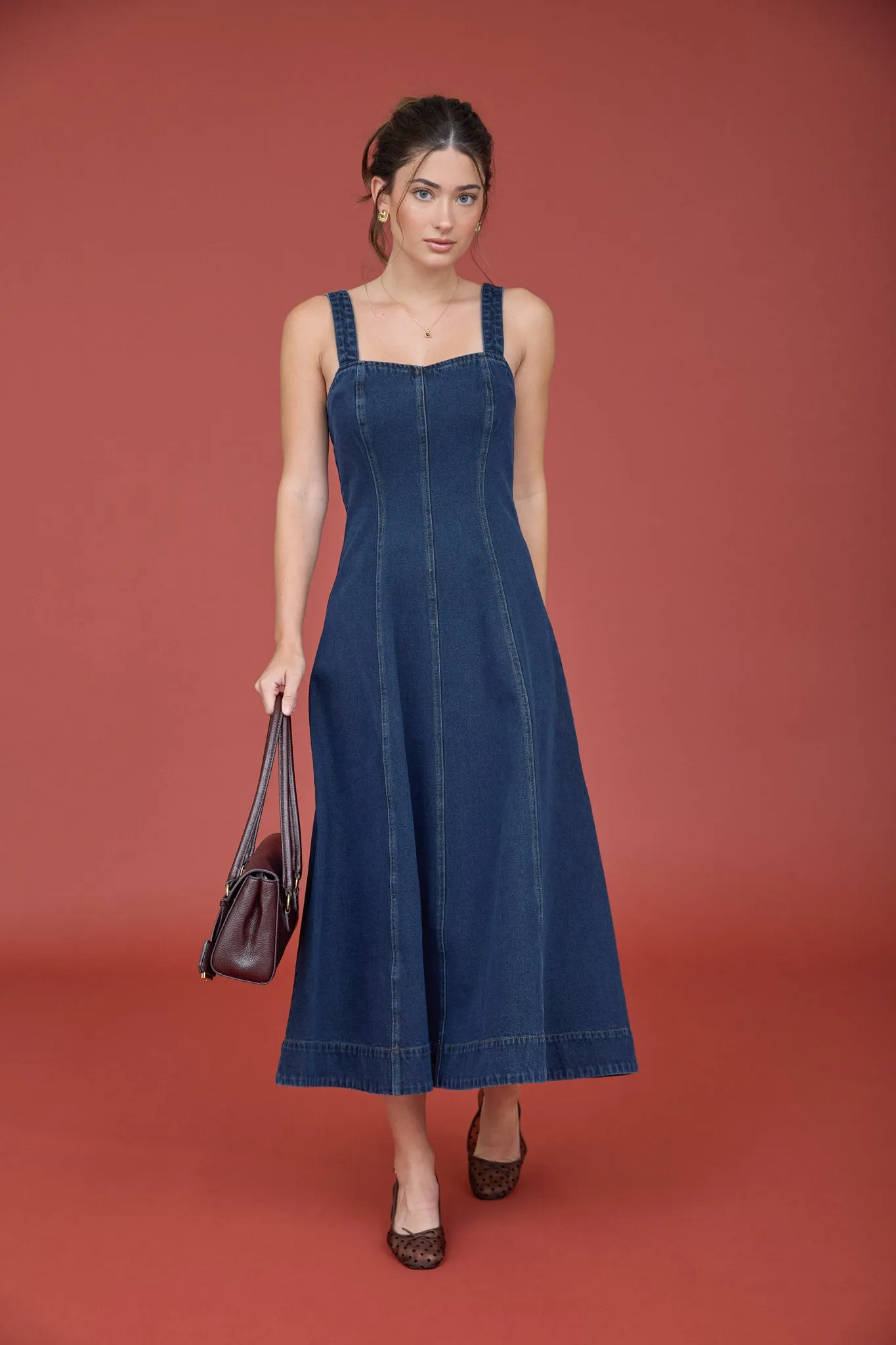 SWEETHEART SLEEVELESS DENIM MIDI DRESS sold by Blu Pepper product image thumbnail 5