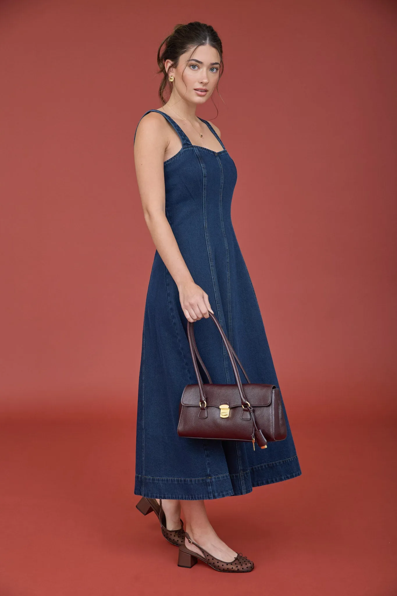 SWEETHEART SLEEVELESS DENIM MIDI DRESS sold by Blu Pepper product image thumbnail 3