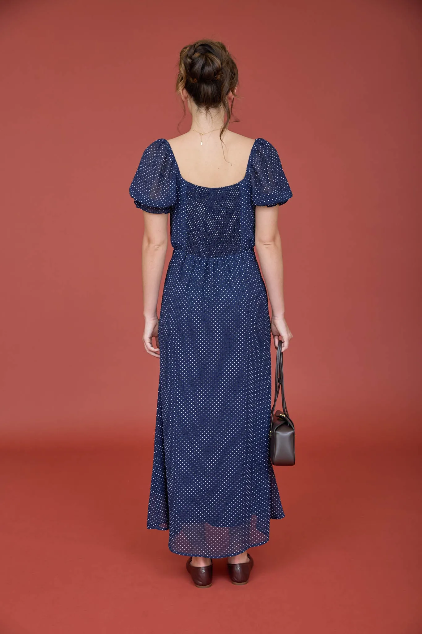 POLKA DOT SWEETHEART PUFF SLEEVE MESH MIDI DRESS sold by Blu Pepper product image thumbnail 2