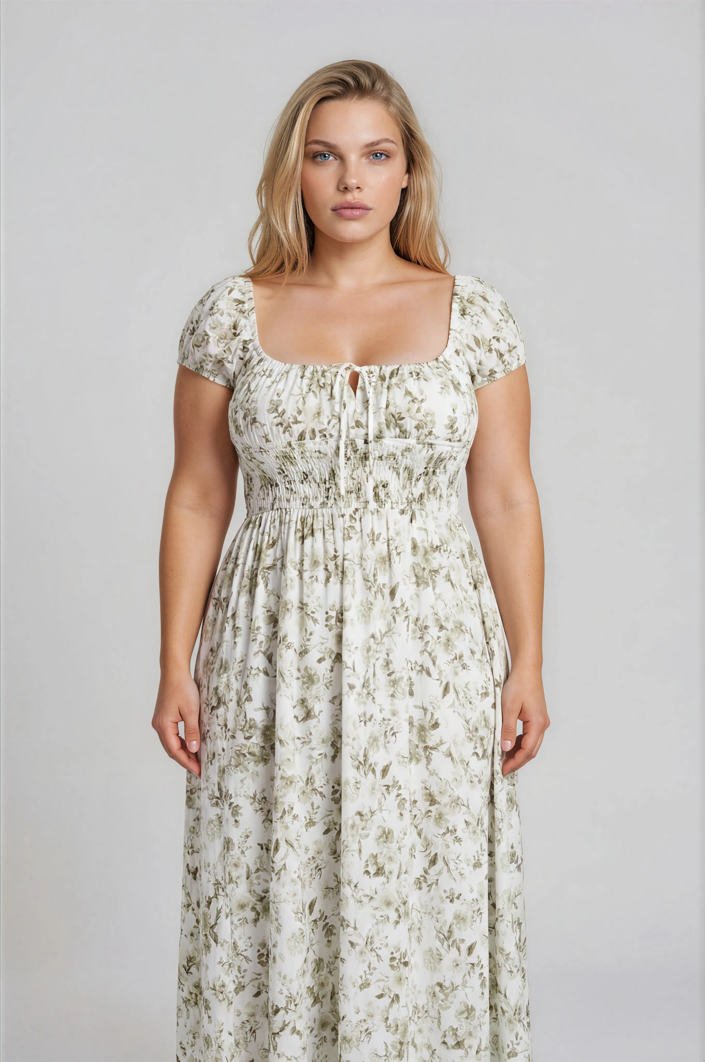 PLUS FLORAL TOILE SHORT SLEEVE MIDI DRESS sold by Blu Pepper