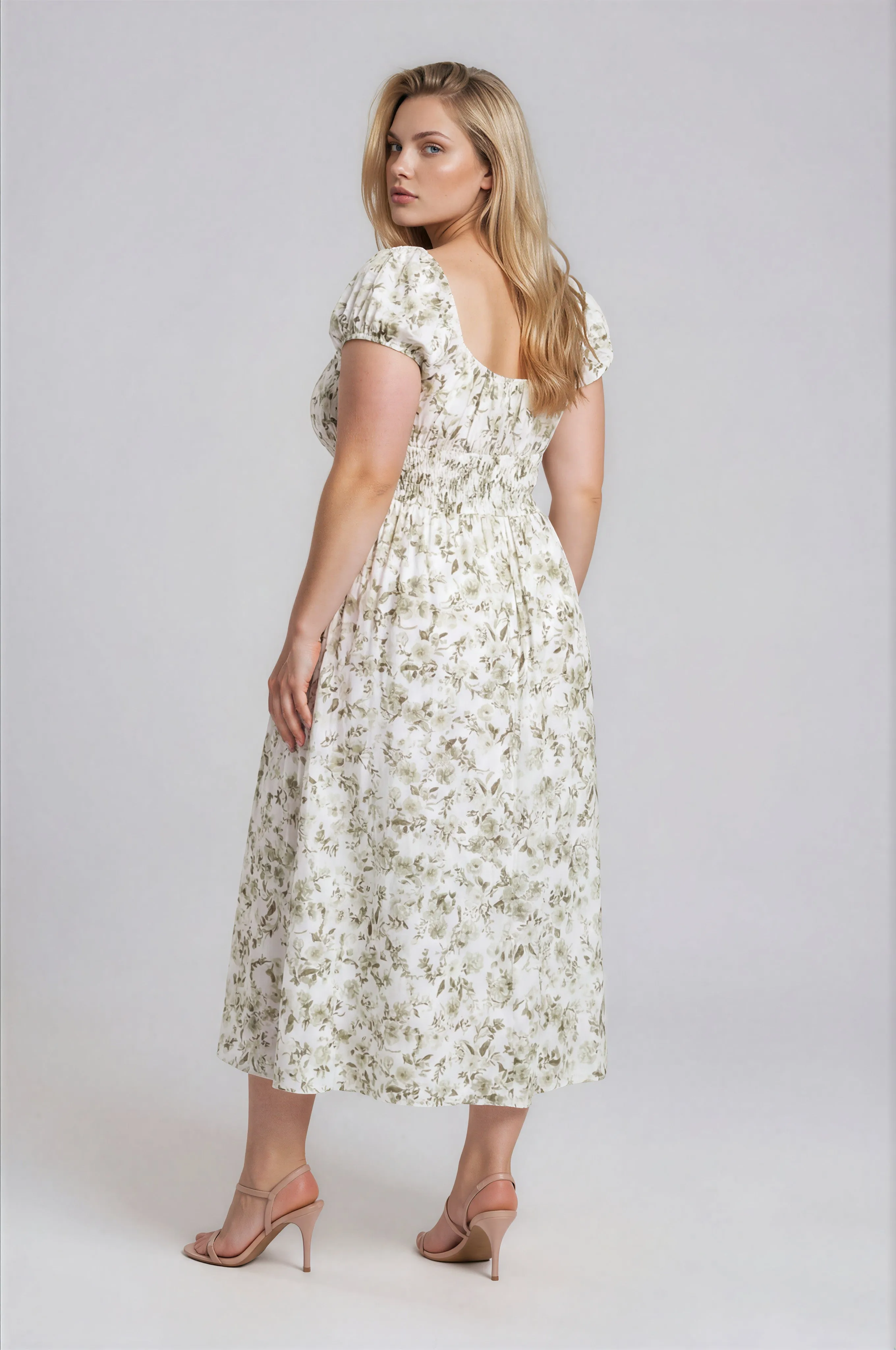PLUS FLORAL TOILE SHORT SLEEVE MIDI DRESS sold by Blu Pepper product image thumbnail 2