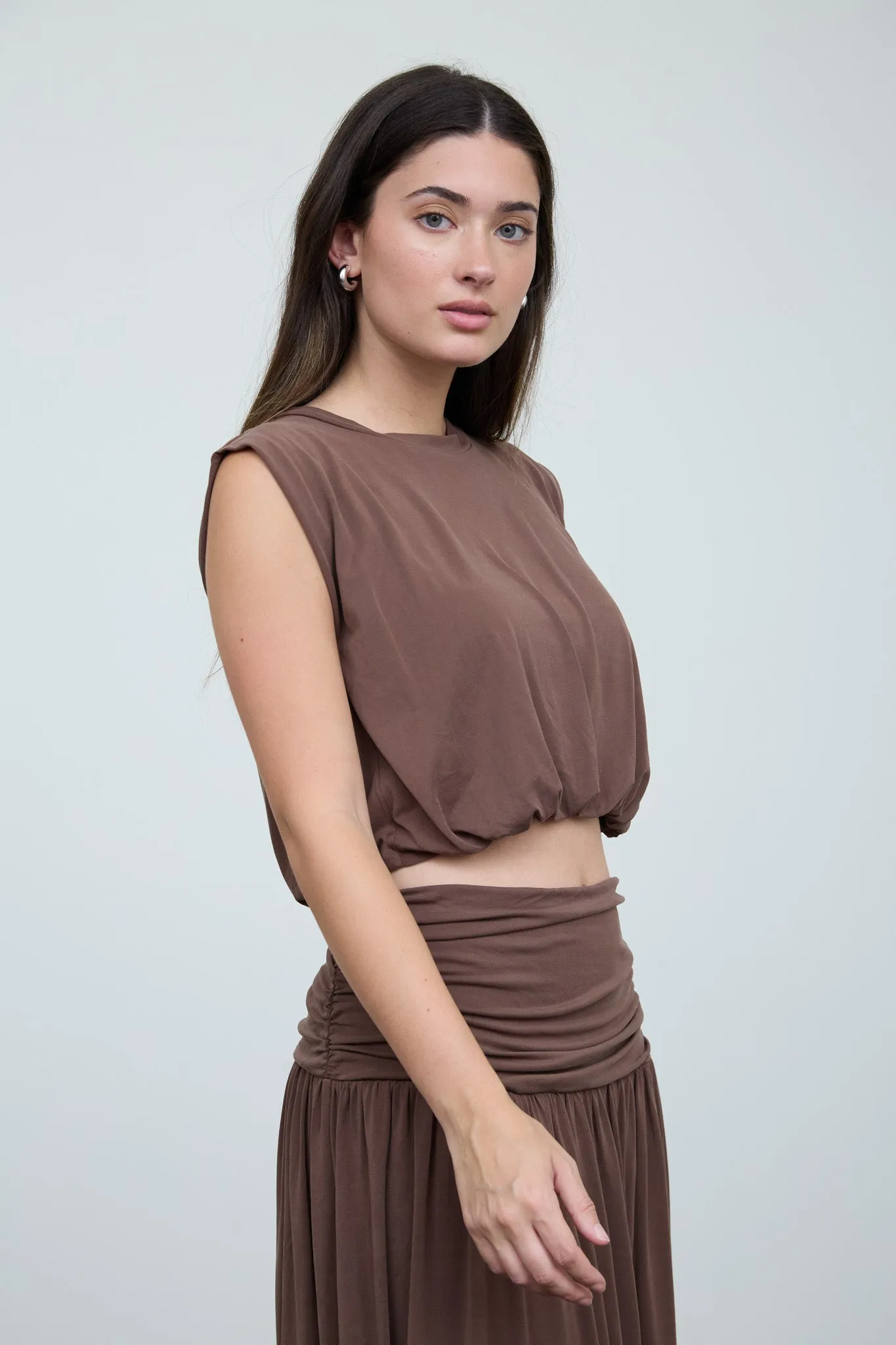 SLEEVELESS BALLOON HEM KNIT CROP TOP (PRE-ORDER) sold by Blu Pepper product image thumbnail 4