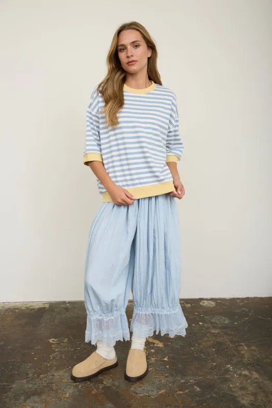 COLORBLOCK TRIM STRIPE SHORT DROP SLEEVE KNIT TOP made by J.O.A.
