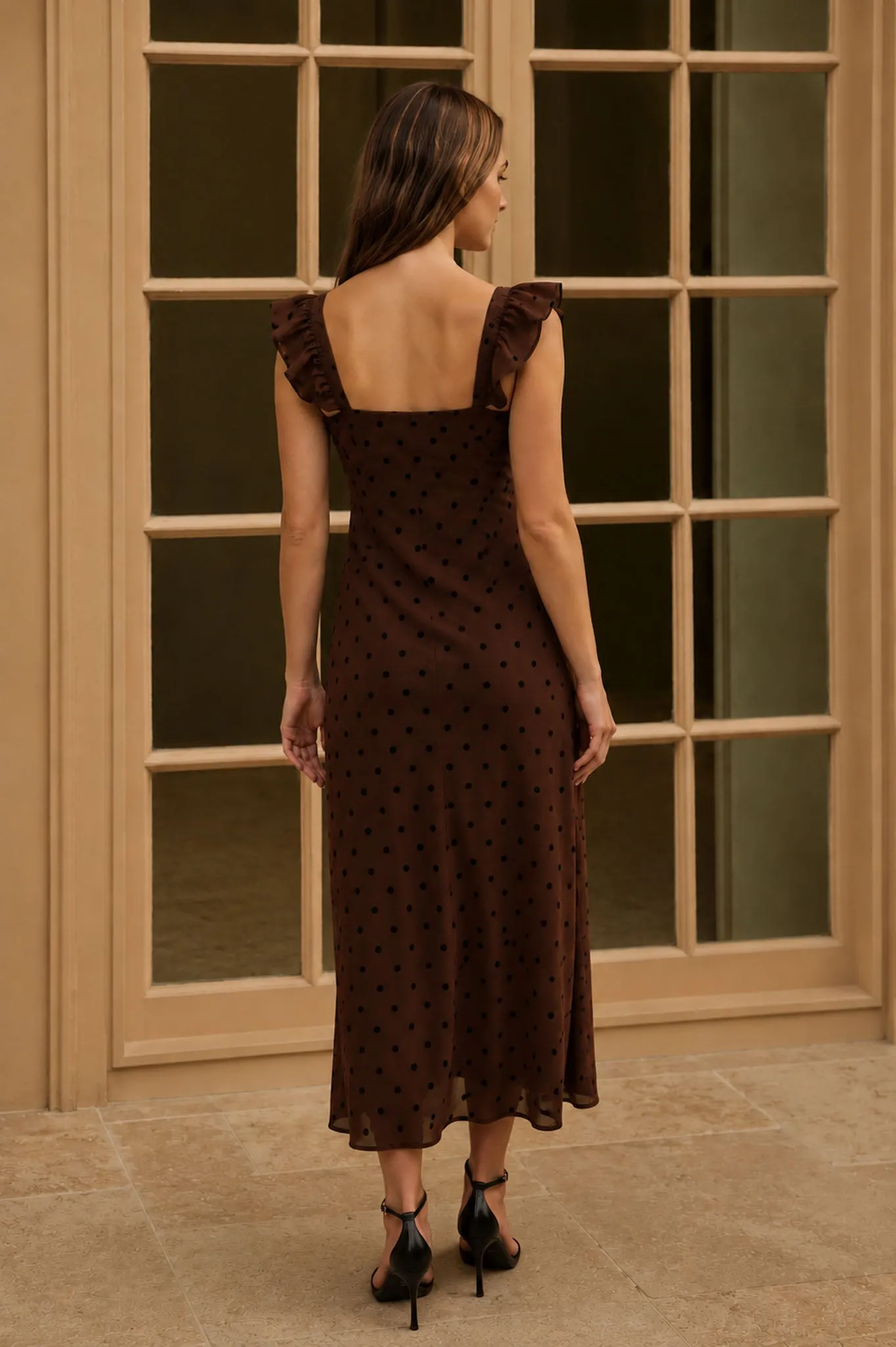 POLKA DOT FLOCK SWEETHEART MIDI DRESS sold by Blu Pepper product image thumbnail 2