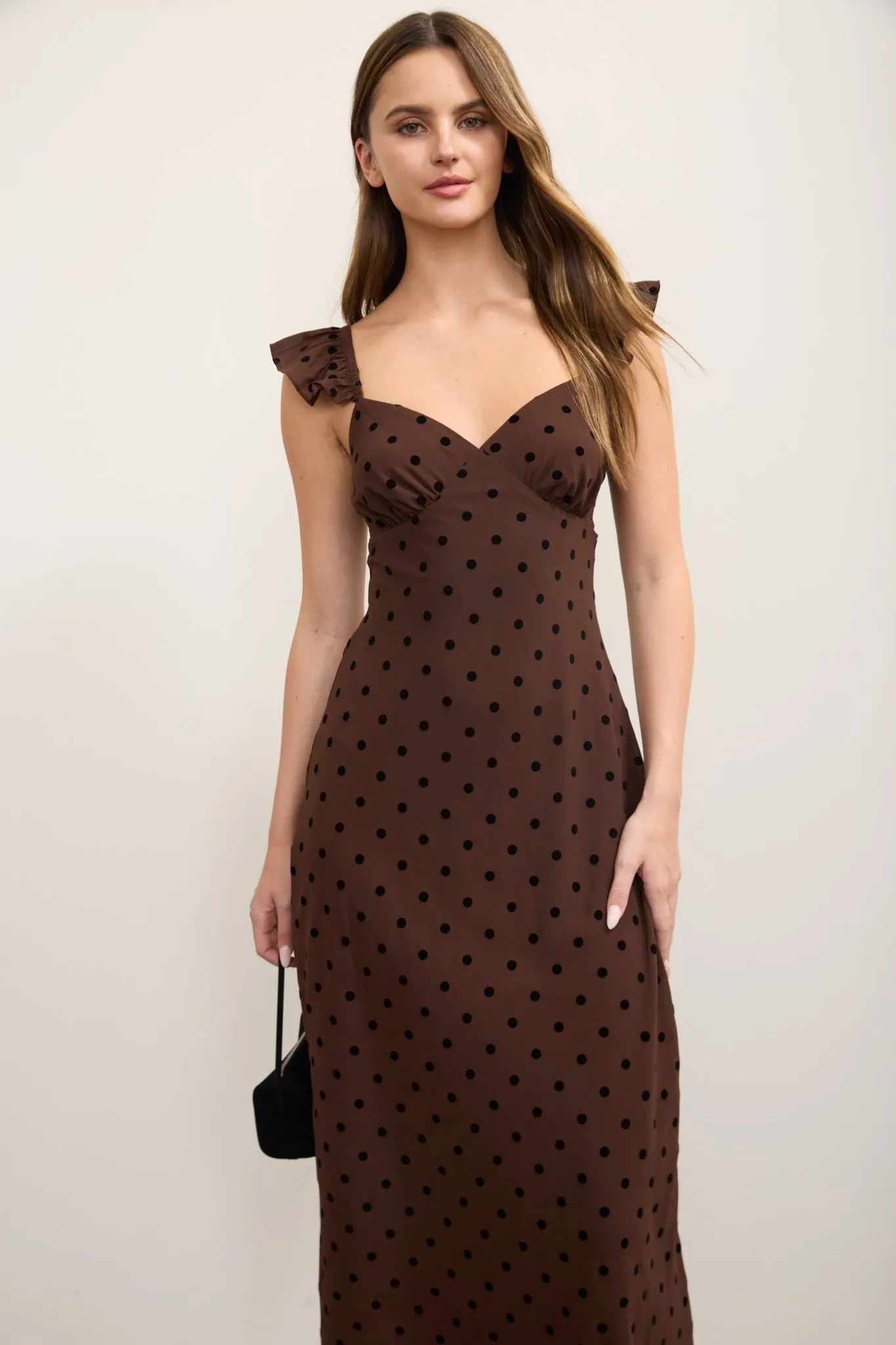 POLKA DOT FLOCK SWEETHEART MIDI DRESS sold by Blu Pepper product image thumbnail 5